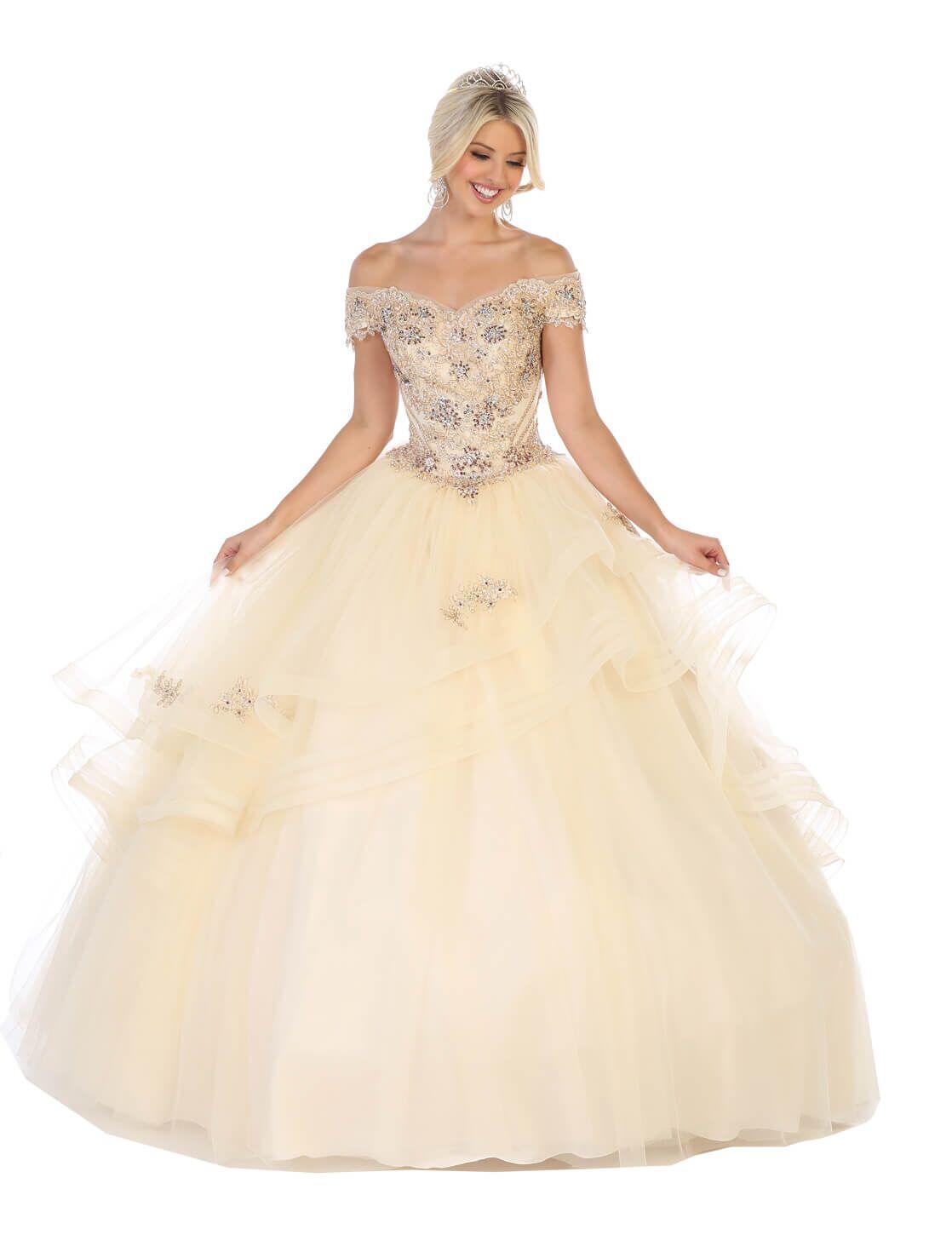 Quinceanera Long Sweet 16 Ball Gown - The Dress Outlet May Queen