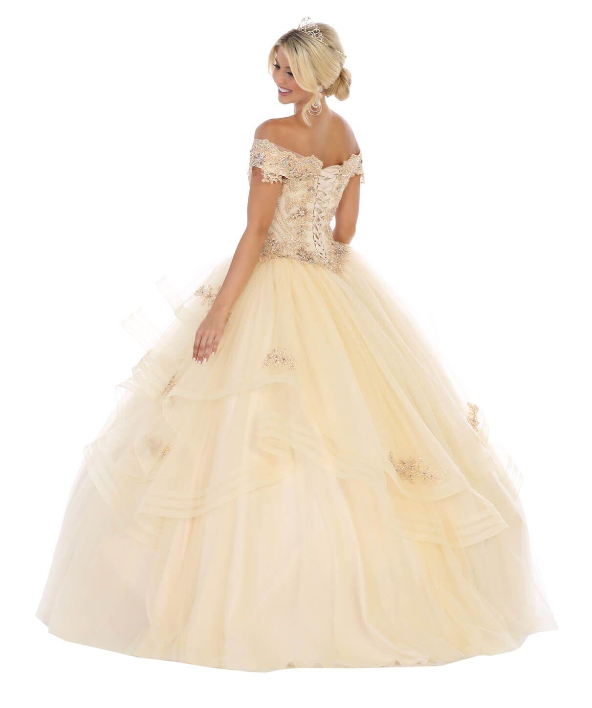 Quinceanera Long Sweet 16 Ball Gown - The Dress Outlet May Queen