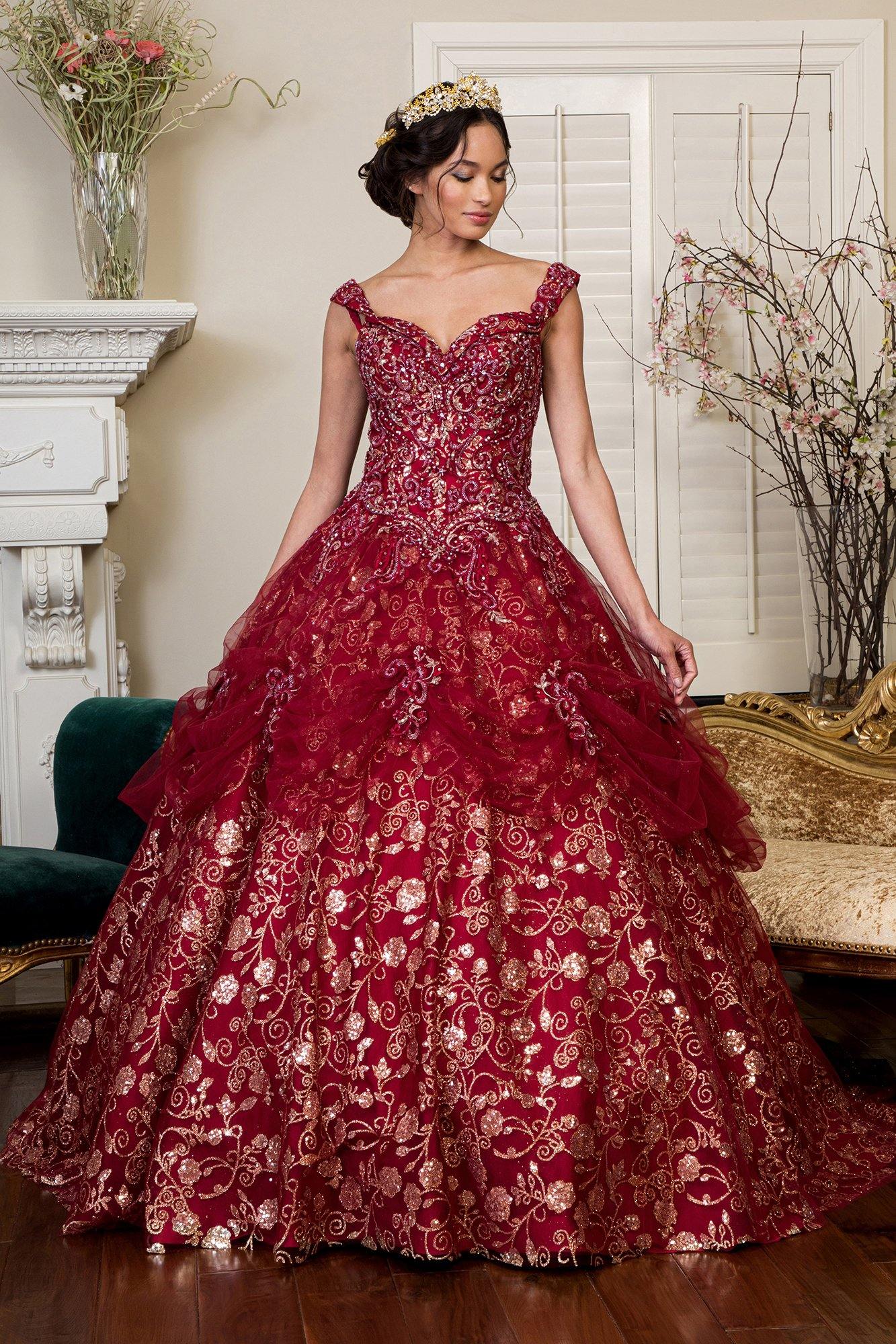 Quinceanera Off Shoulder Sweet 16 Long Ball Gown