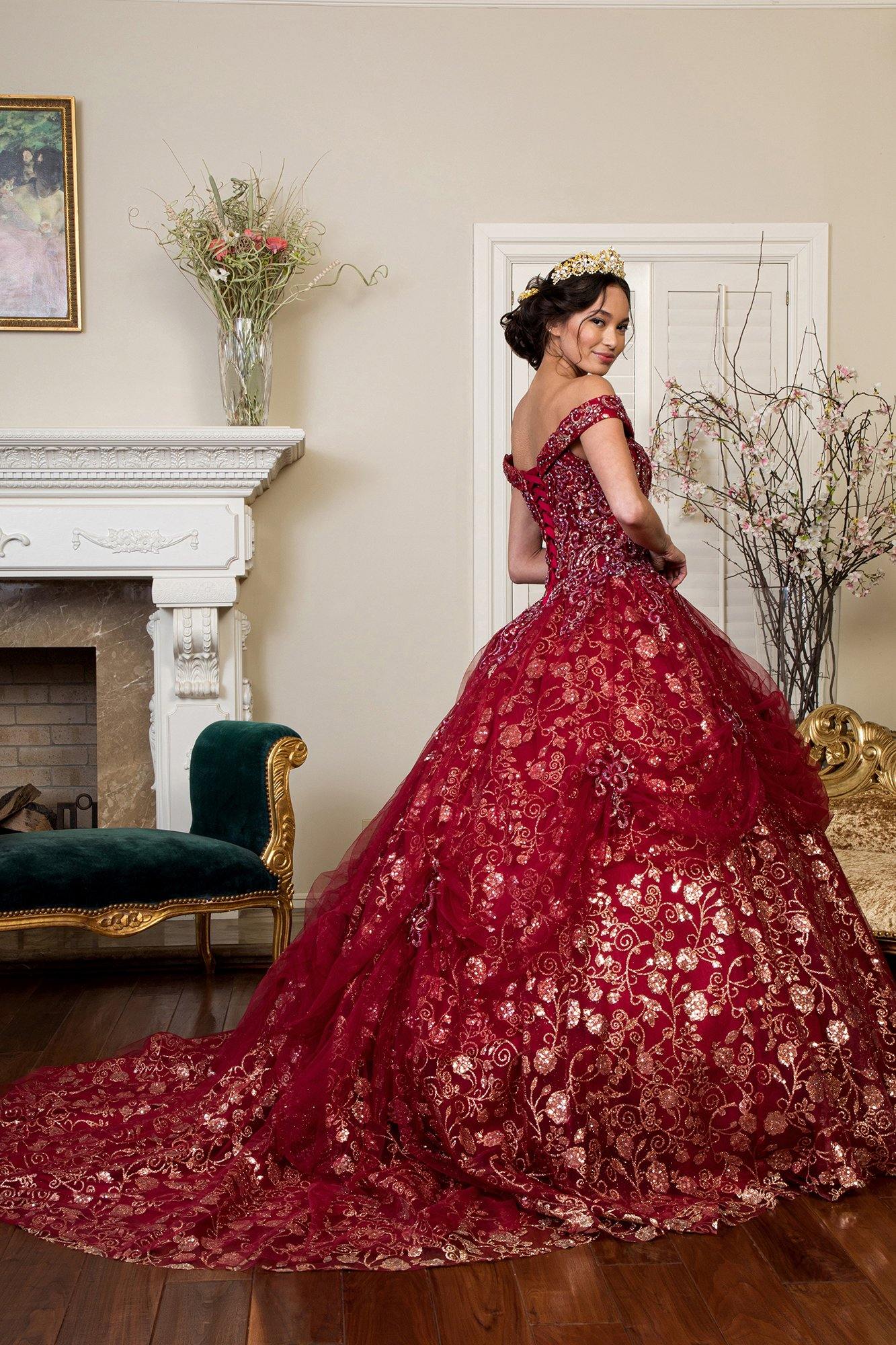 Quinceanera Off Shoulder Sweet 16 Long Ball Gown