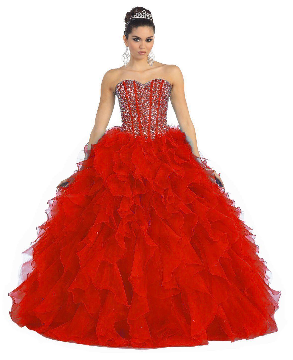 Quinceanera Quinceanera Long Ballgown Formal Prom Dresses - The Dress Outlet May Queen