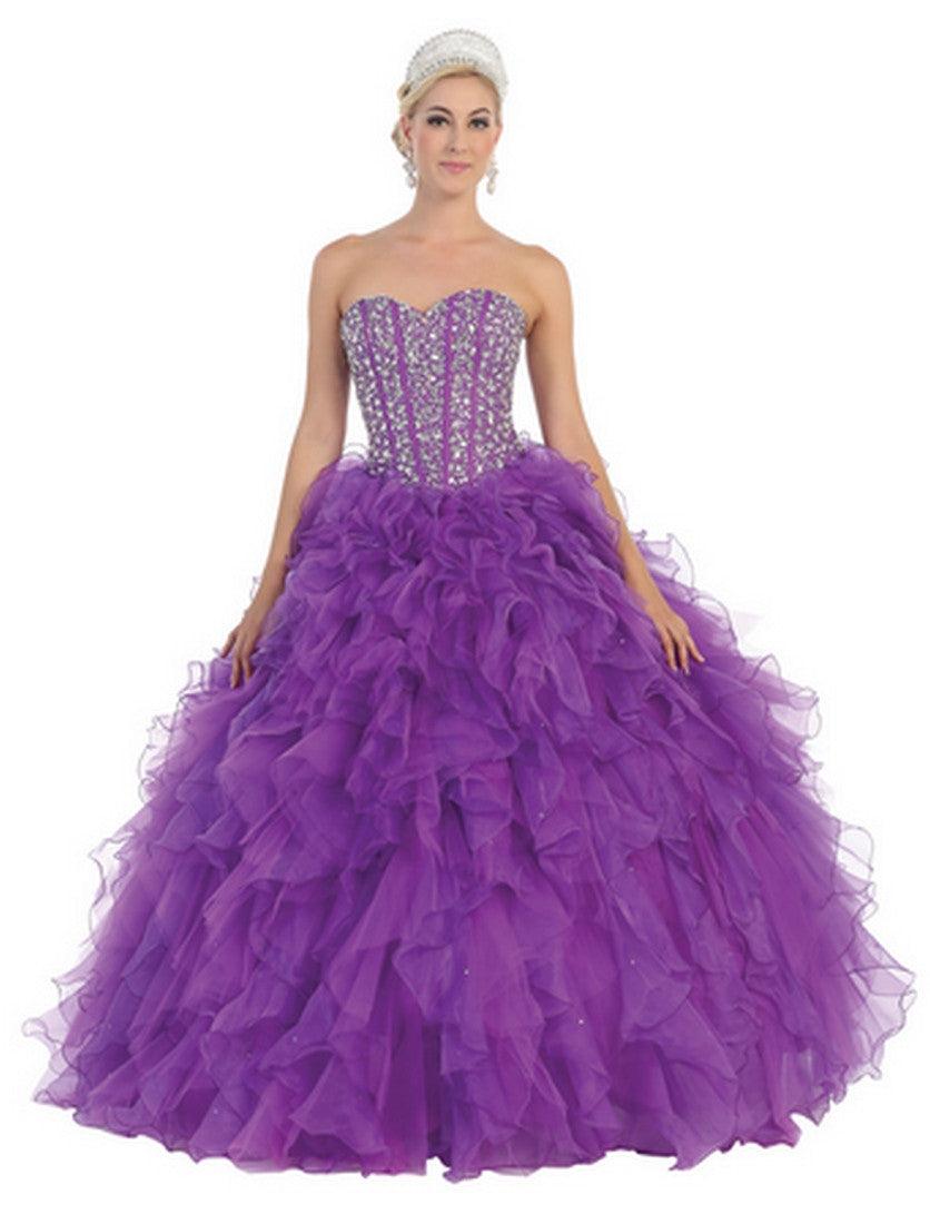Quinceanera Quinceanera Long Ballgown Formal Prom Dresses - The Dress Outlet May Queen