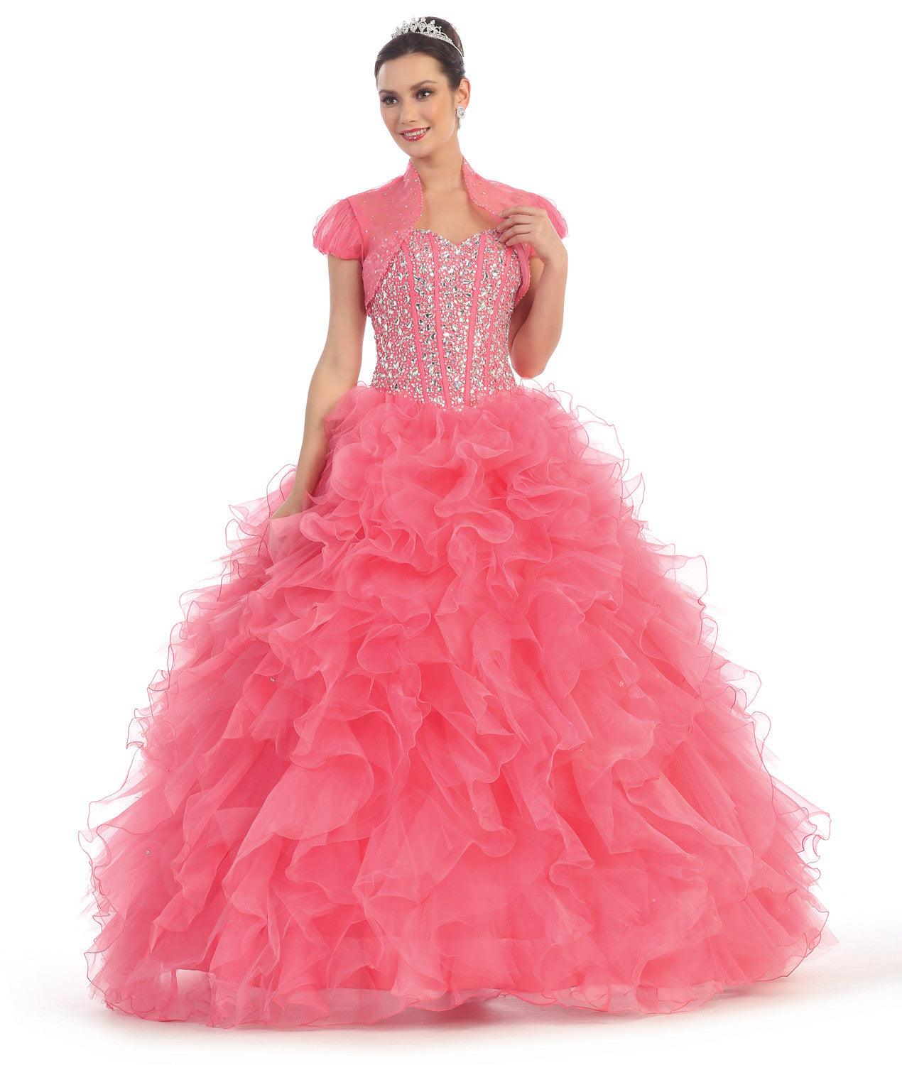 Quinceanera Quinceanera Long Ballgown Formal Prom Dresses - The Dress Outlet May Queen
