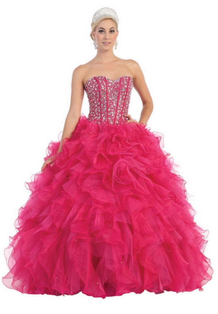 Quinceanera Quinceanera Long Ballgown Formal Prom Dresses - The Dress Outlet May Queen