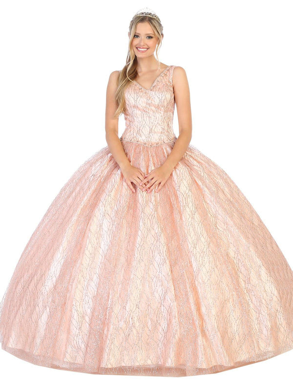 Quinceanera Sleeveless V-Neck Sweet 16 Long Ball Gown