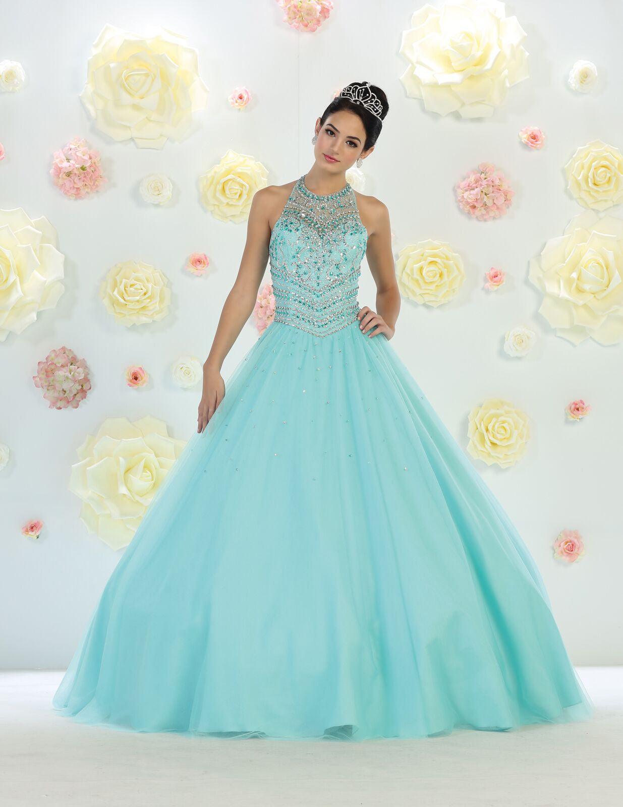 Quinceanera Sweet 16 Long Prom Ball Gown - The Dress Outlet May Queen