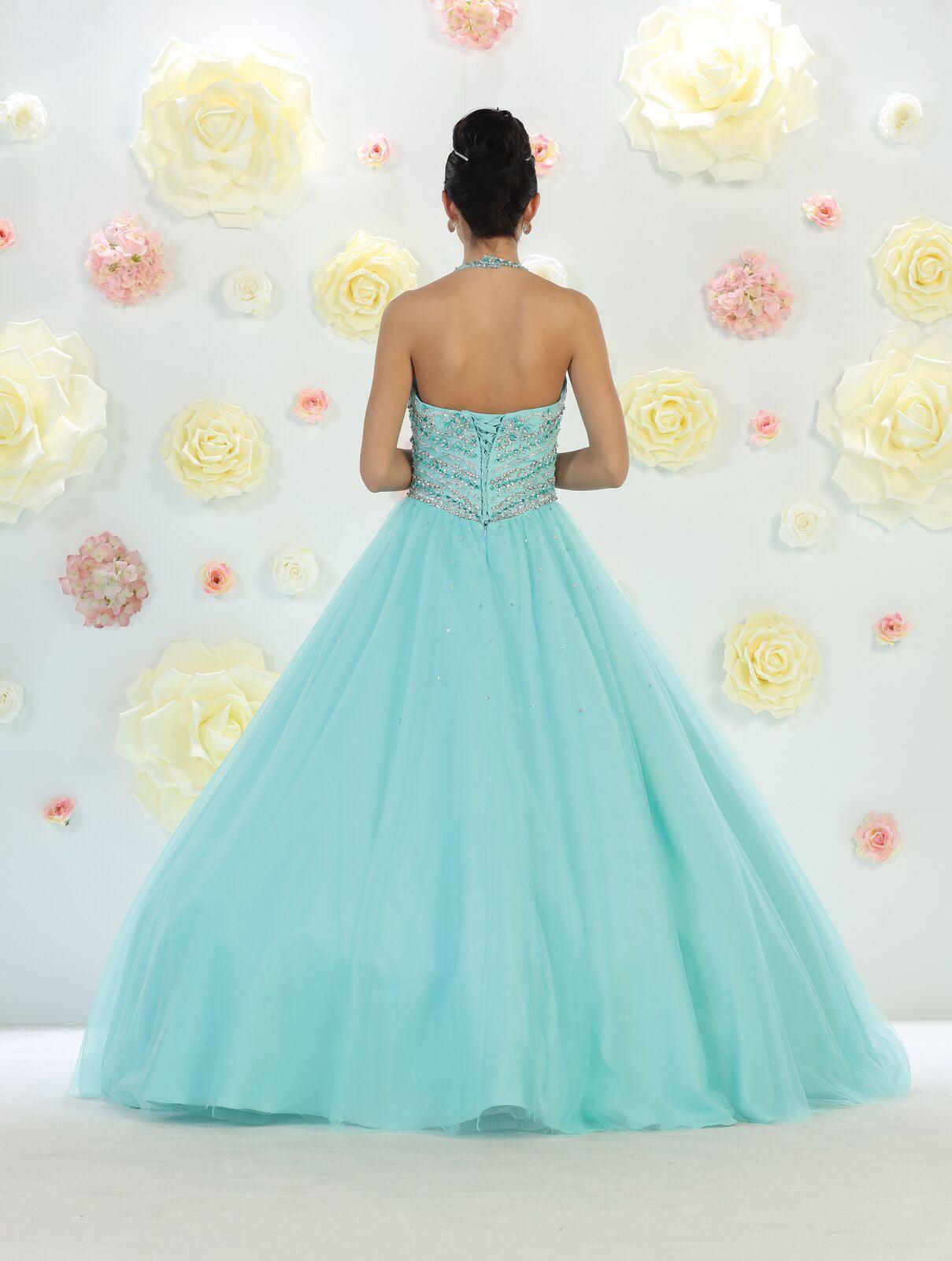 Quinceanera Sweet 16 Long Prom Ball Gown - The Dress Outlet May Queen