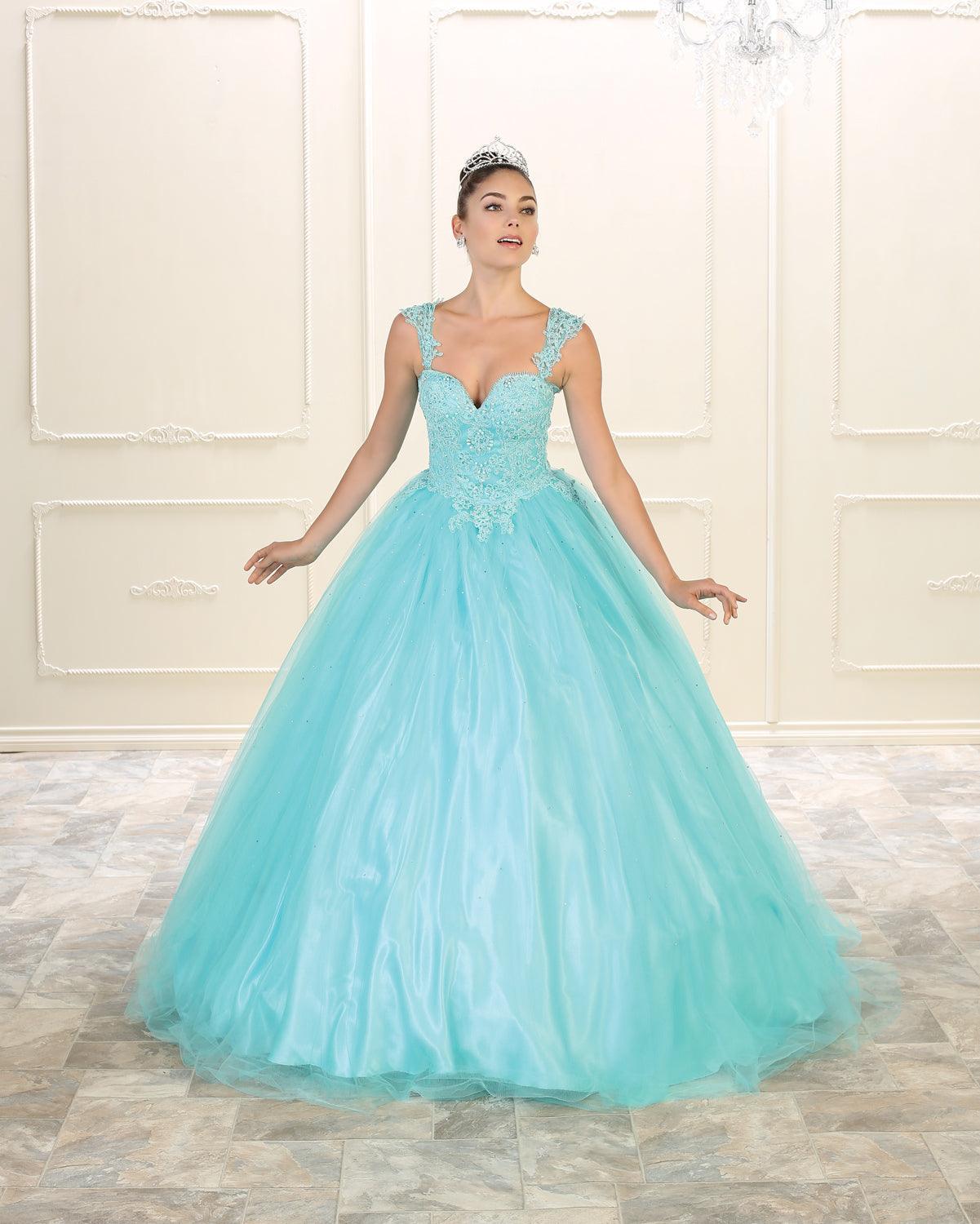 Quinceanera Sweet 16 Prom Ball Gown Long Dress Quinceanera - The Dress Outlet May Queen