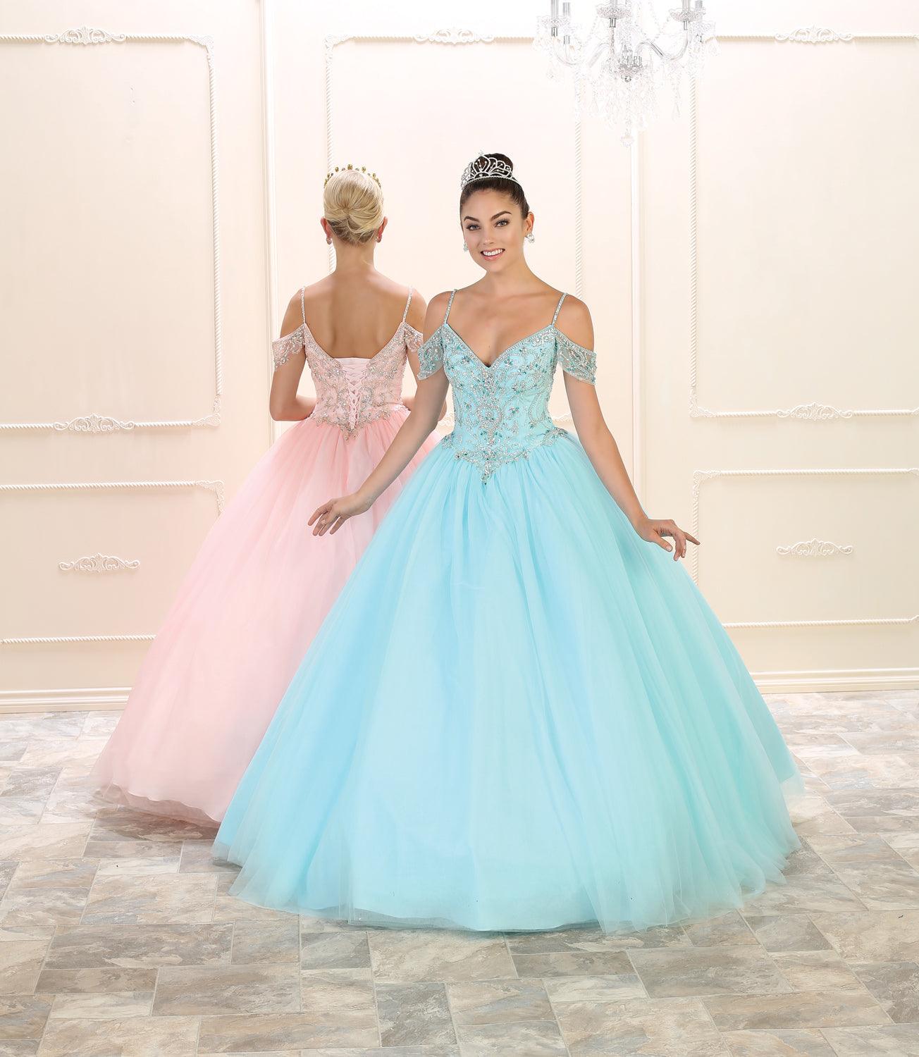 Quinceanera Sweet 16 Quinceanera Prom Long Dress - The Dress Outlet May Queen