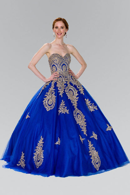 Quinceanera Sweetheart Ball Gown with Embroidery and Beads - The Dress Outlet Elizabeth K