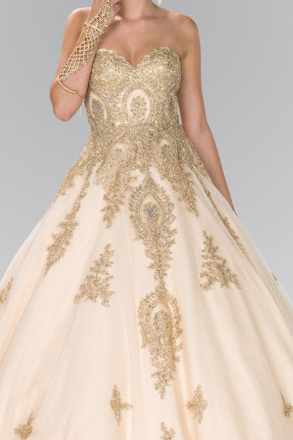 Quinceanera Sweetheart Ball Gown with Embroidery and Beads - The Dress Outlet Elizabeth K