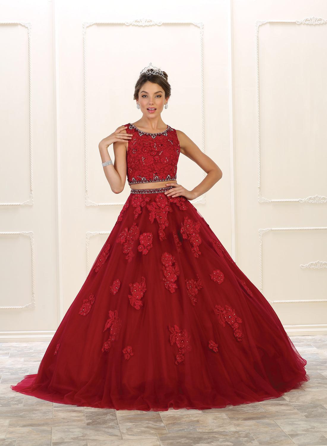 Quinceanera Two Piece Long Quinceanera Dress Sweet 16 - The Dress Outlet May Queen