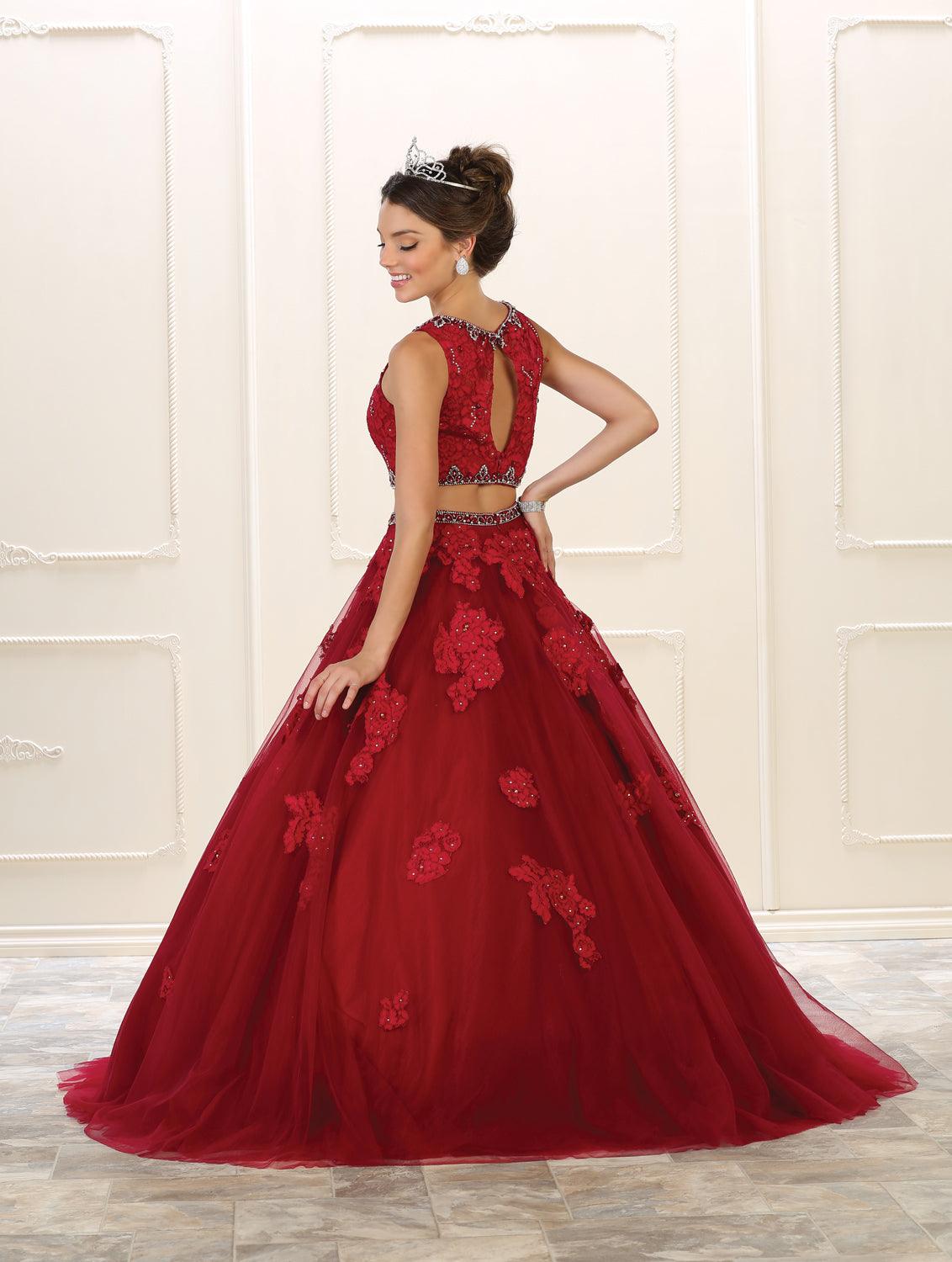 Quinceanera Two Piece Long Quinceanera Dress Sweet 16 - The Dress Outlet May Queen