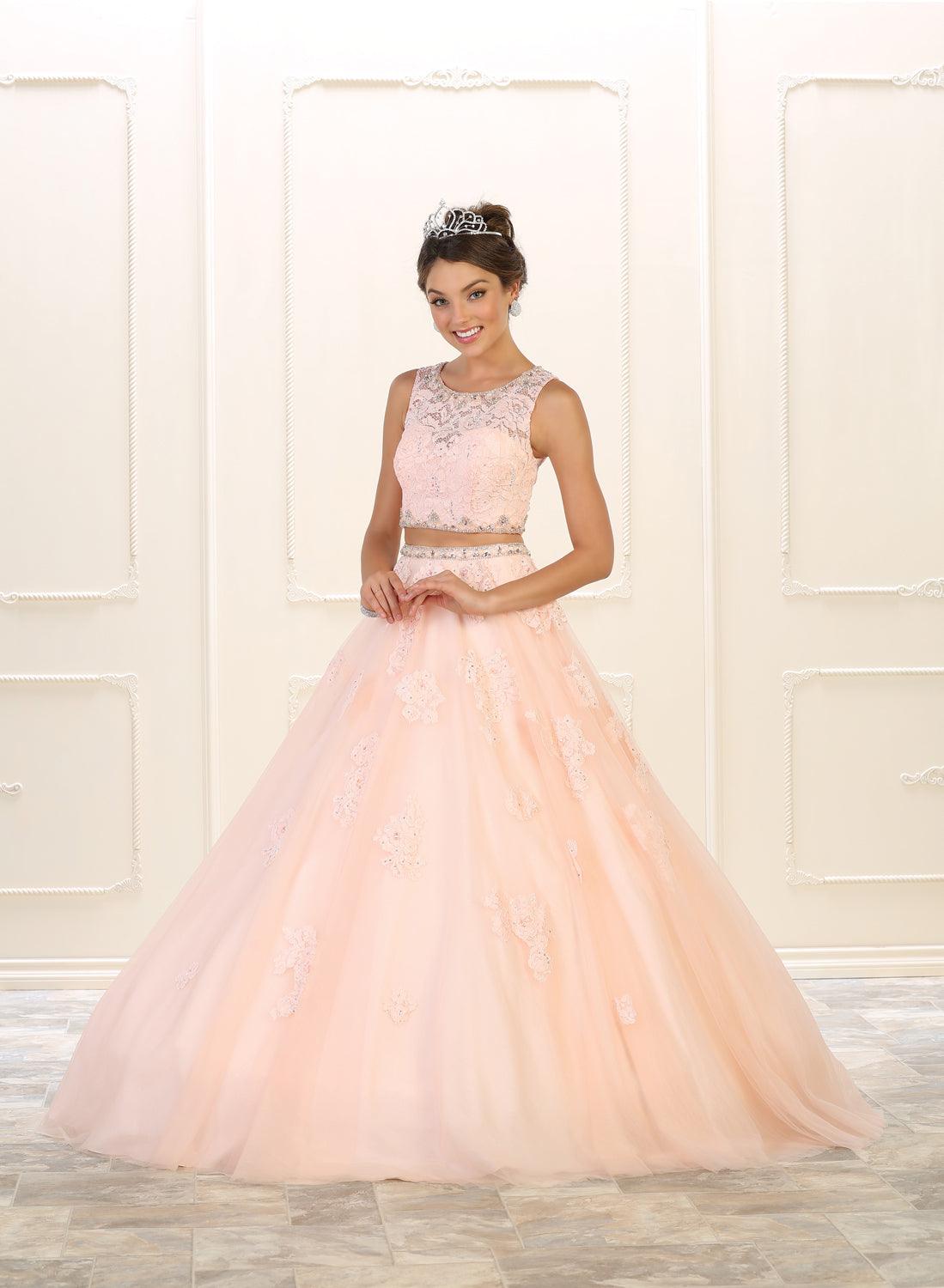 Quinceanera Two Piece Long Quinceanera Dress Sweet 16 - The Dress Outlet May Queen