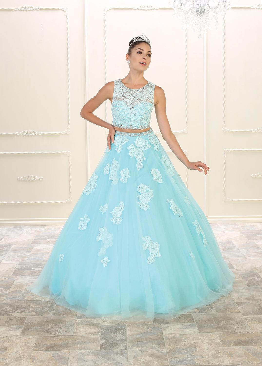 Quinceanera Two Piece Long Quinceanera Dress Sweet 16 - The Dress Outlet May Queen