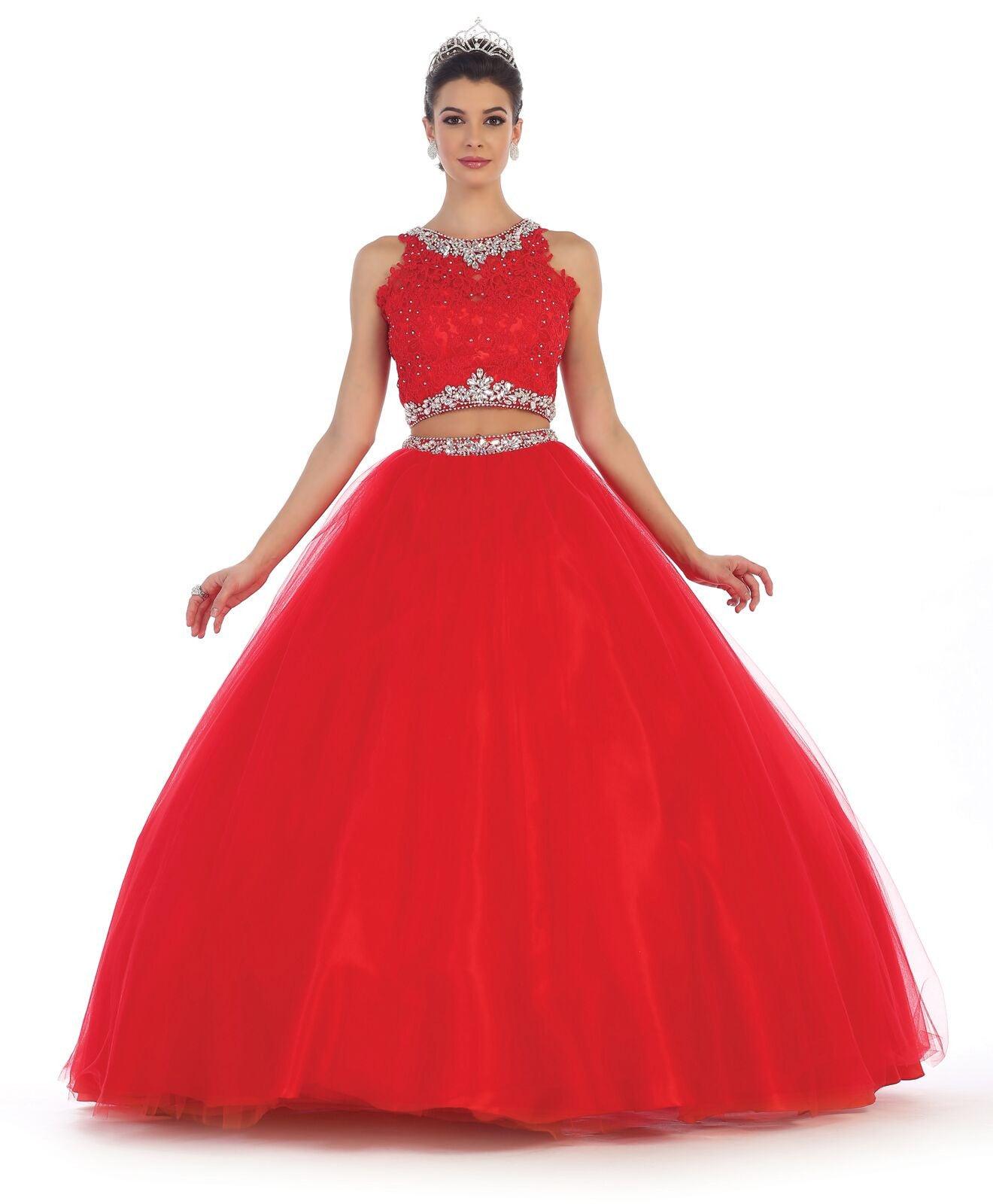 Quinceanera Two PieceBall Gown Sweet 16 Dress - The Dress Outlet May Queen