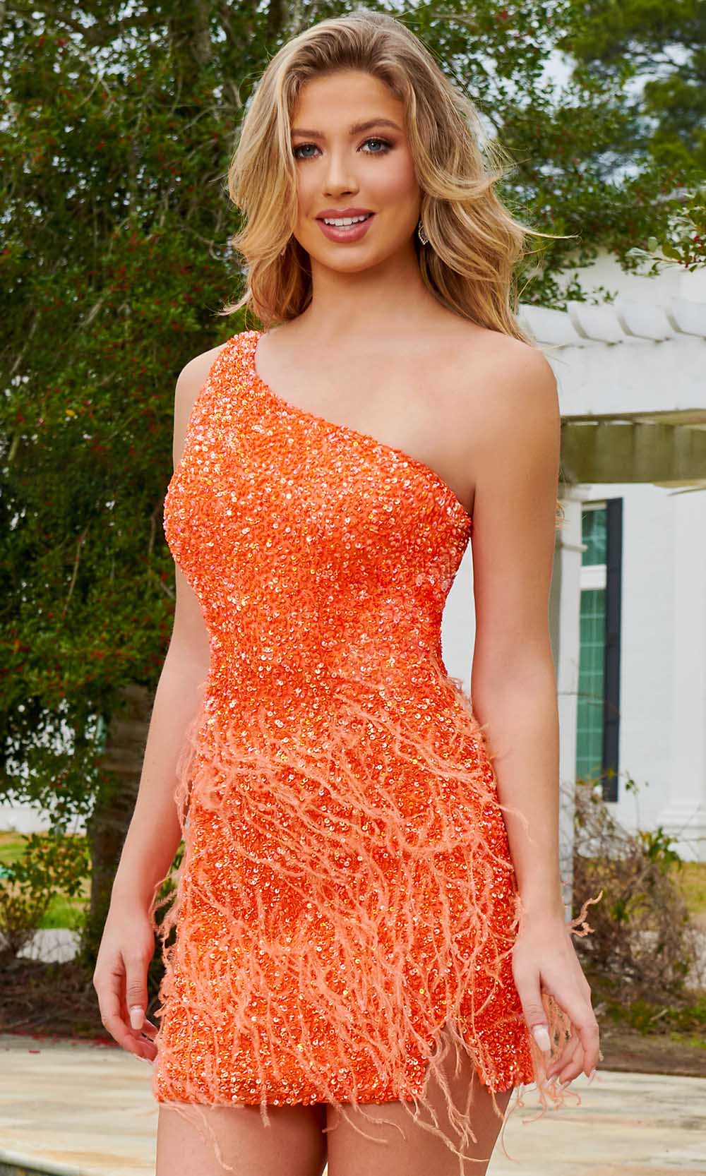 One-Shoulder Mini/Short Sequin Cocktail Bodycon Rachel Allan 40203