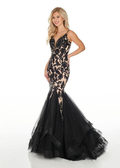 Rachel Allan Fitted Long Evening Gown Prom Dress - The Dress Outlet