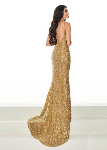 Rachel Allan Long Fitted Sparkling Prom Dress - The Dress Outlet