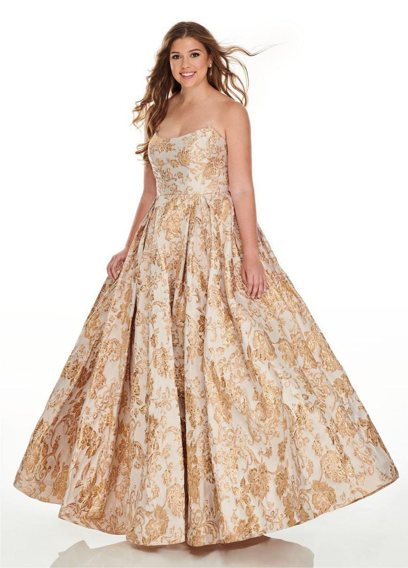 Champagne/Gold Long Plus Size Prom Dress for $499.99 – The Dress Outlet