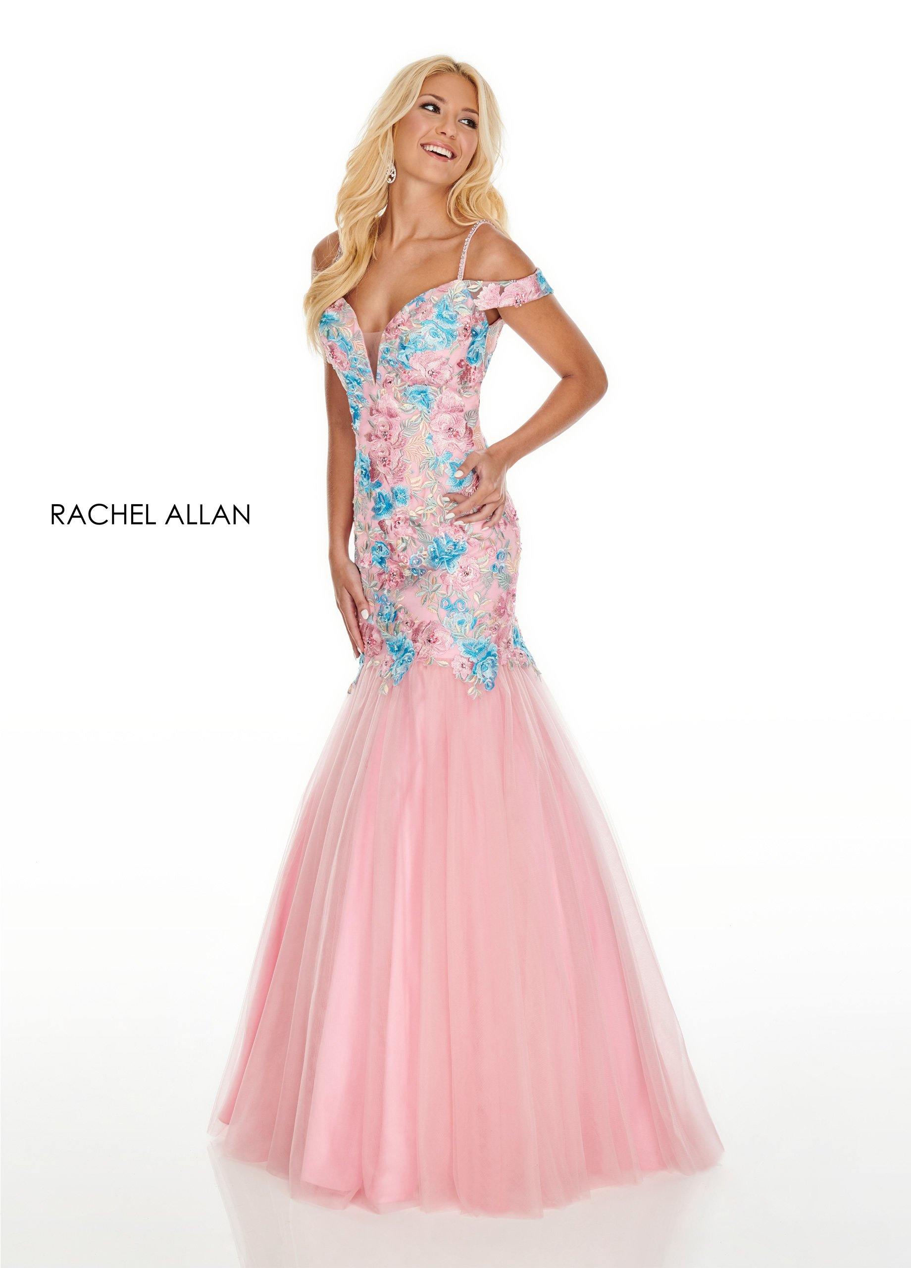 Blush/Multi Prom Long Fitted Mermaid Style Dress