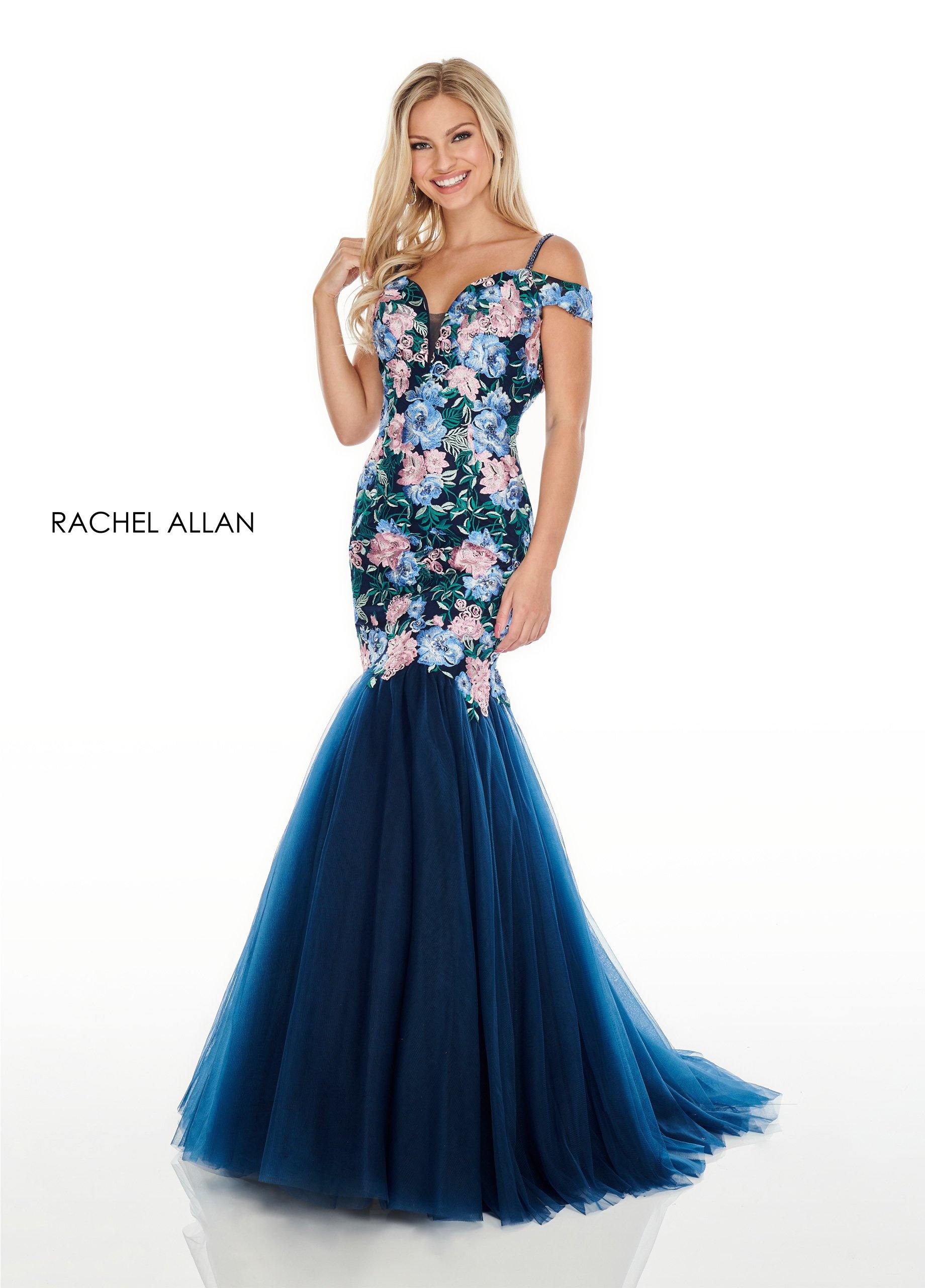 Blush/Multi Prom Long Fitted Mermaid Style Dress