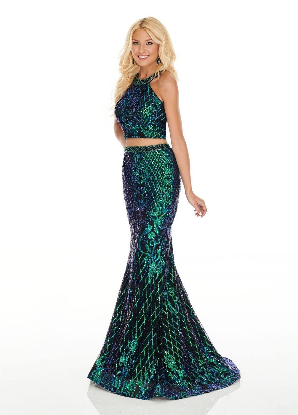 Black Iridescent Sexy Two Piece Fitted Prom Dress