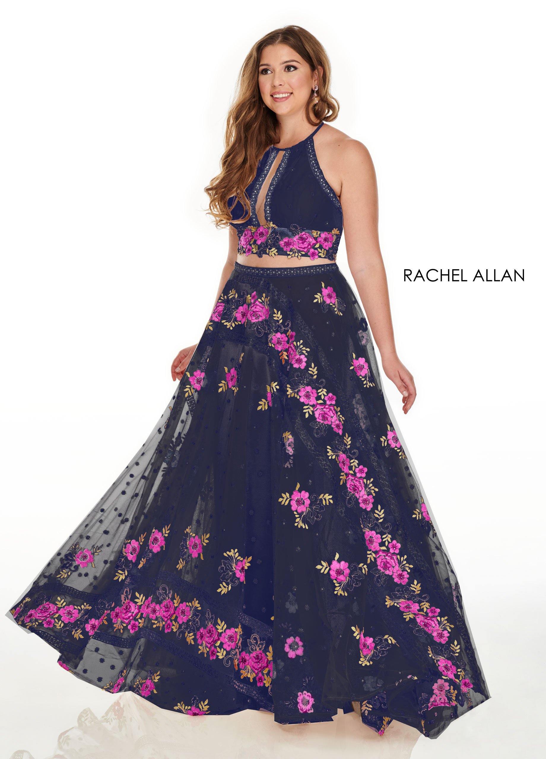 Rachel Allan Two Piece Sexy Long Plus Size Prom Dress