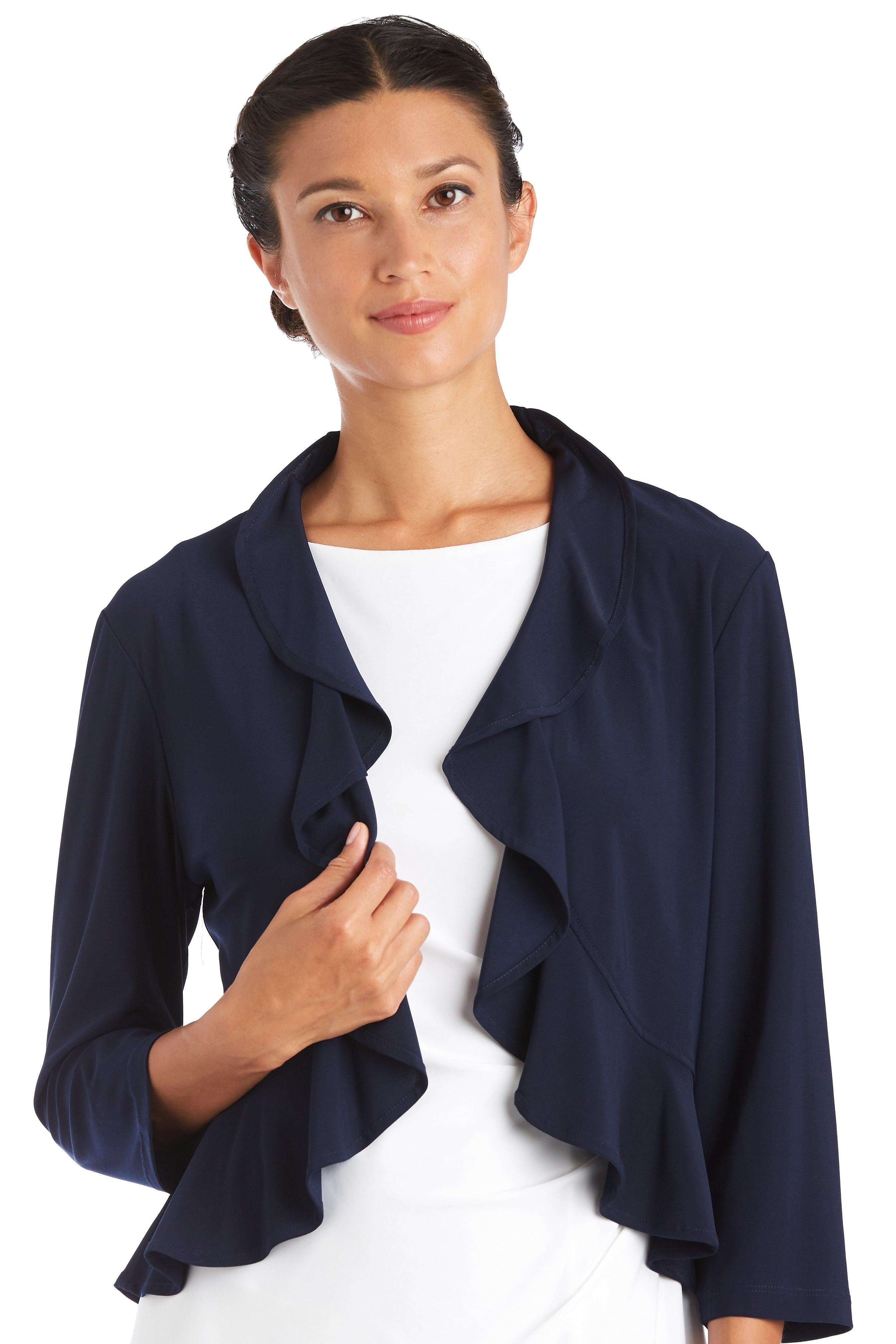 Full Ruffles Jacket Black R&M Richards 042780 Long Sleeve Ruffle Jacket - Formal Dresses ...