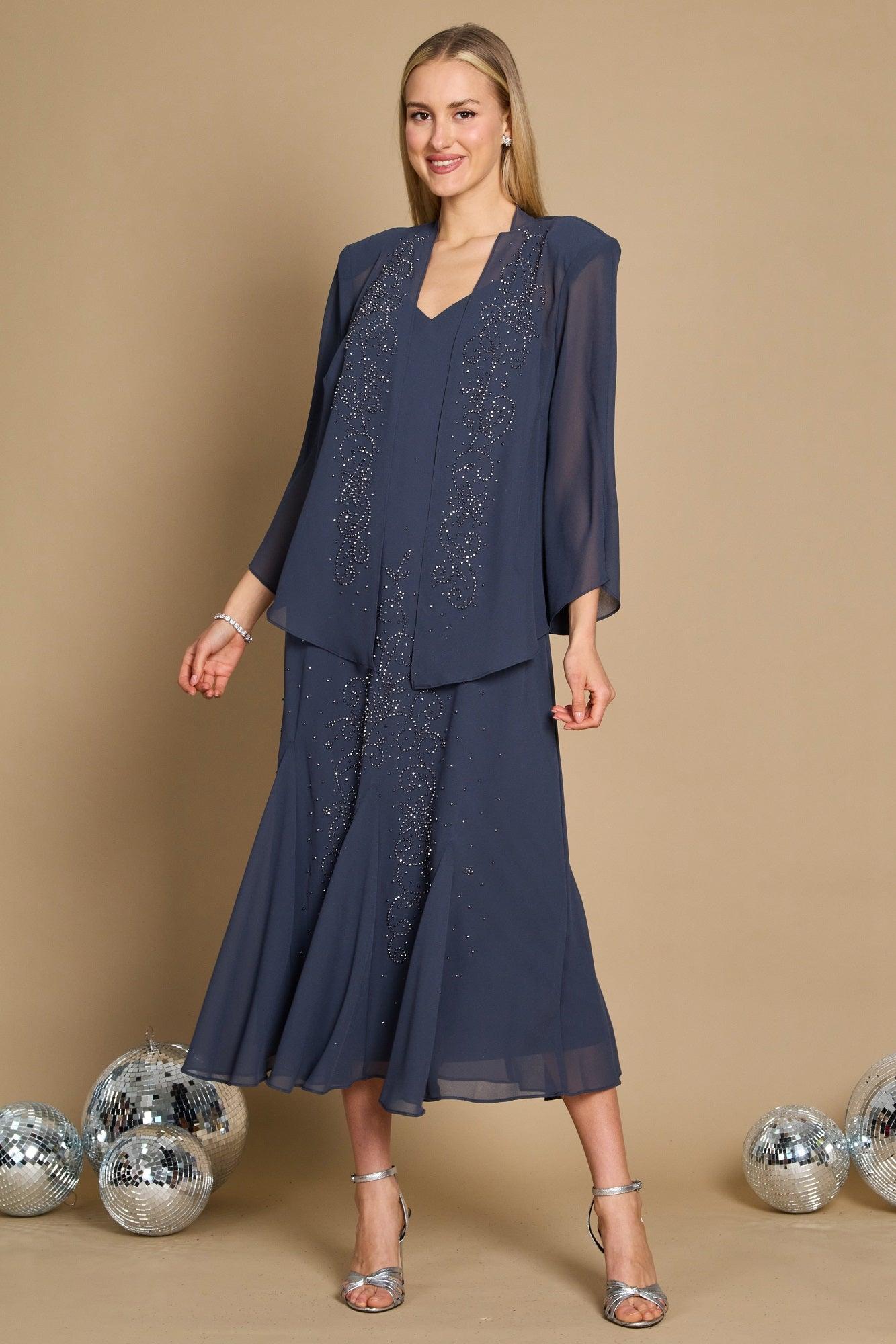 Charcoal R&M Richards 058260 Long Formal Jacket Dress for $83.99 