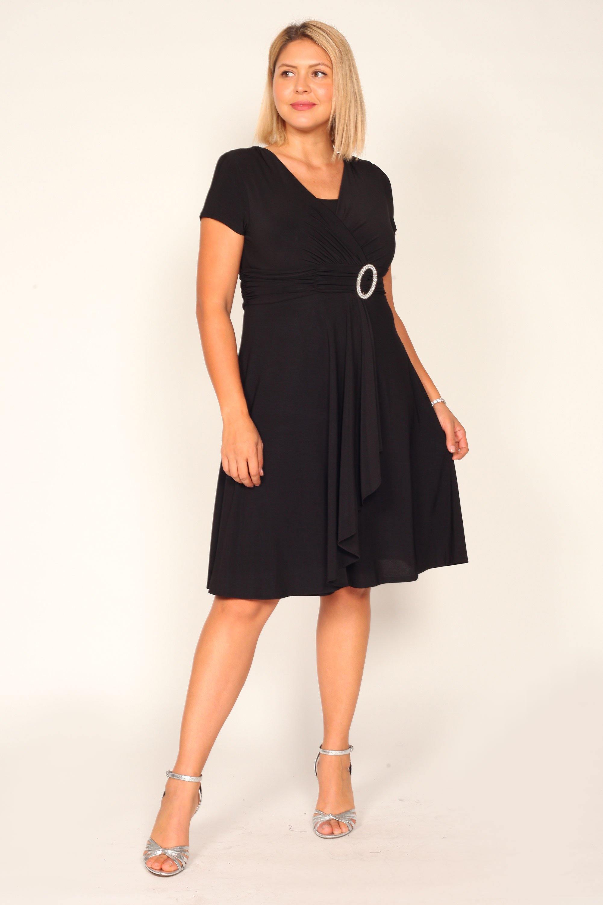 Red R&M Richards 1149 Short Plus Size Dress Black