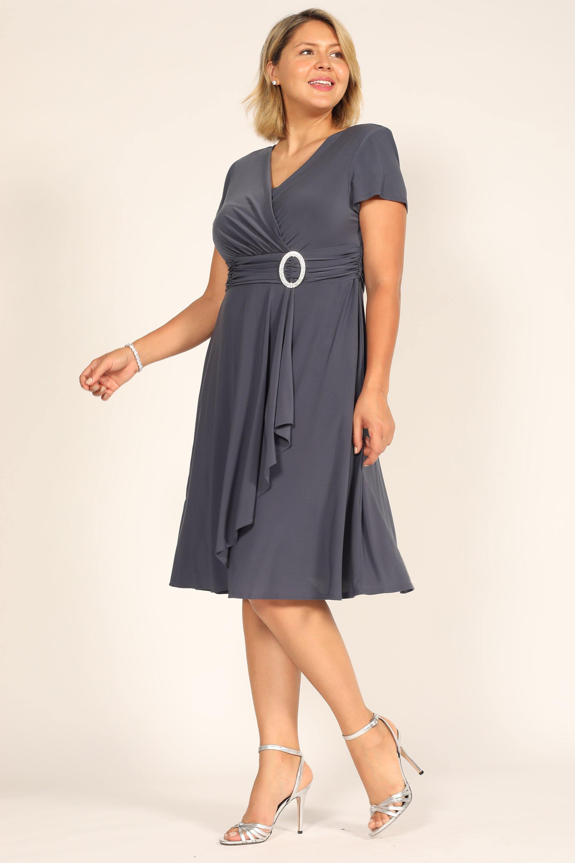 R&M Richards Short Plus Size Dress Black 1149 - The Dress Outlet