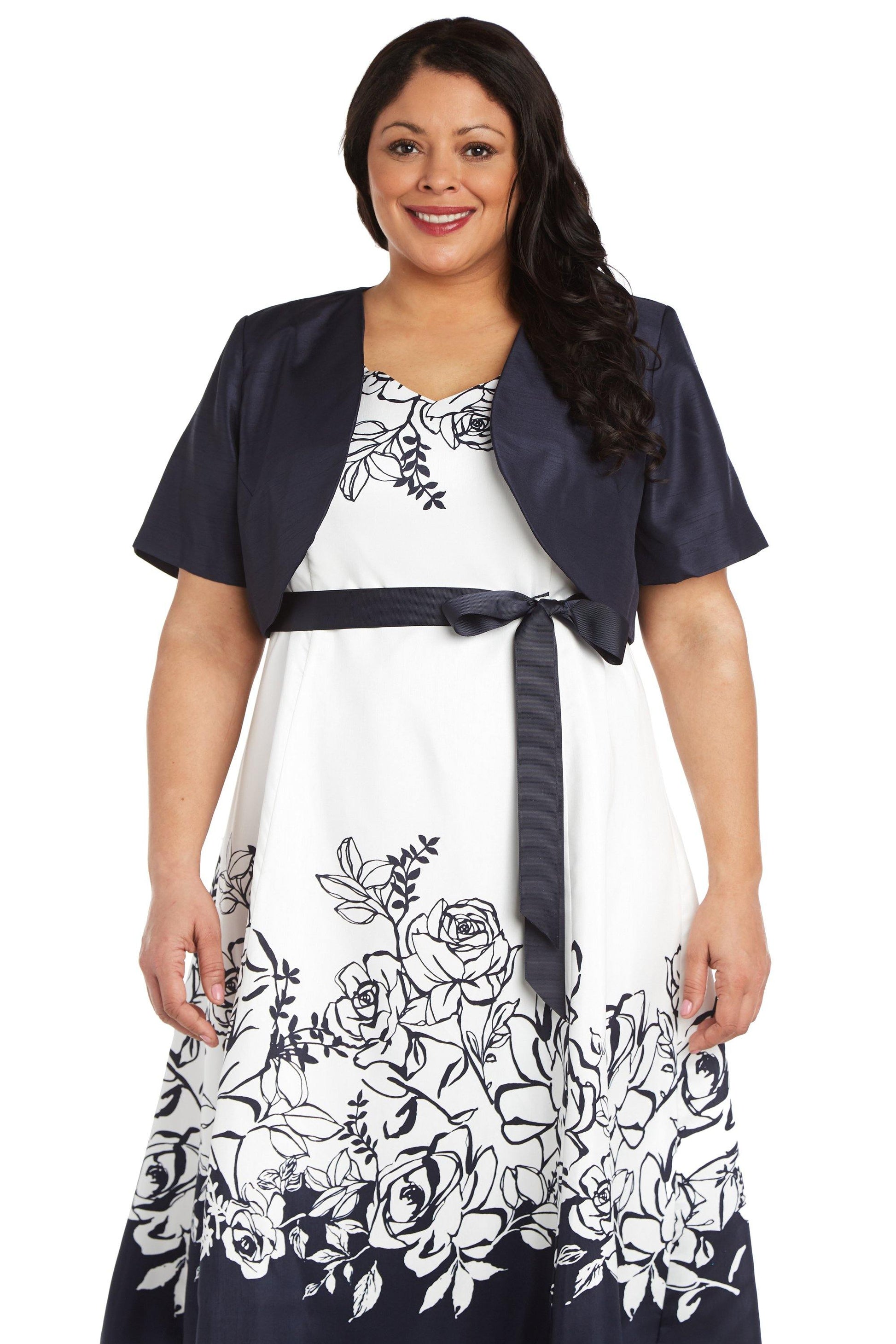 R&M Richards 1224W High Low Floral Jacket Dress