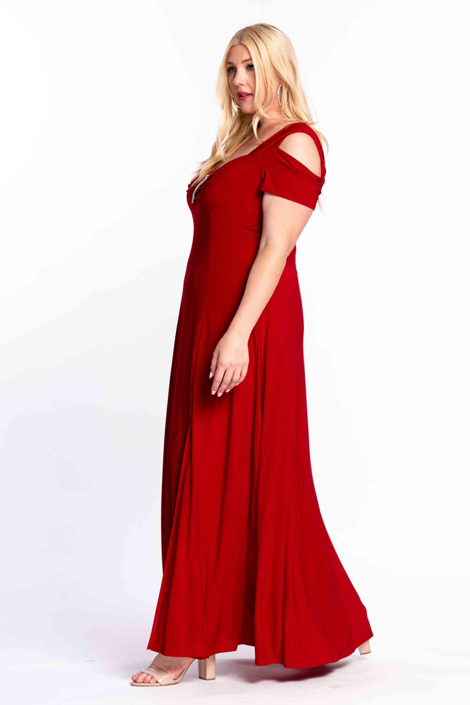 R&M Richards Long Plus Size Formal Stretchy Evening Dress - The Dress Outlet R&M Richards