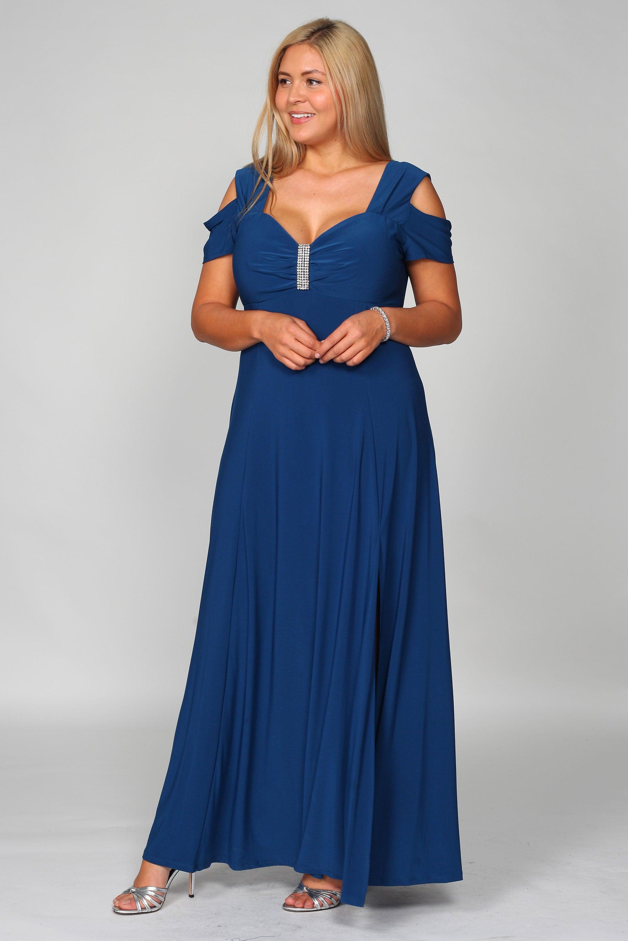 R&M Richards Long Plus Size Formal Stretchy Evening Dress - The Dress Outlet R&M Richards