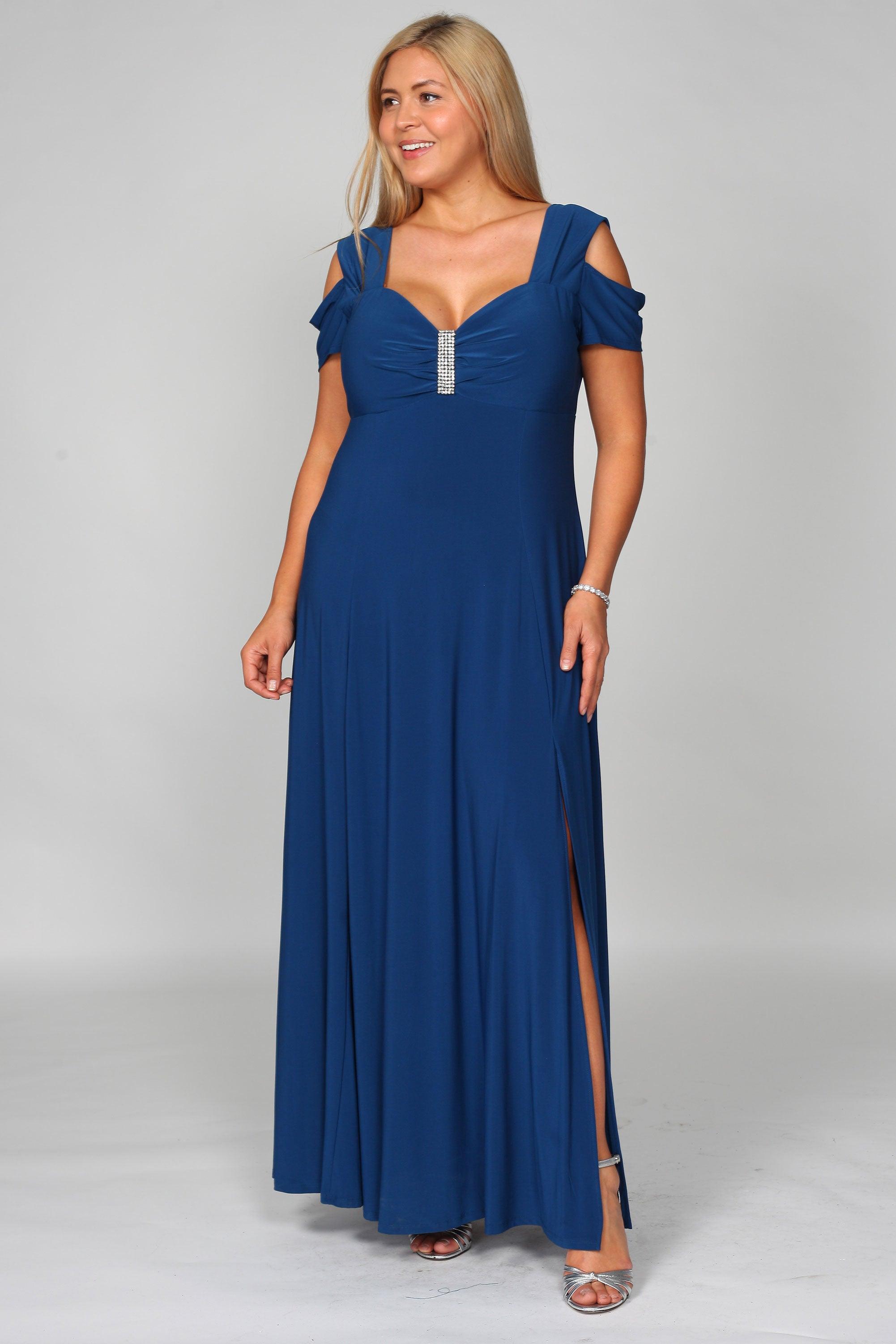 R&M Richards Long Plus Size Formal Stretchy Evening Dress - The Dress Outlet R&M Richards