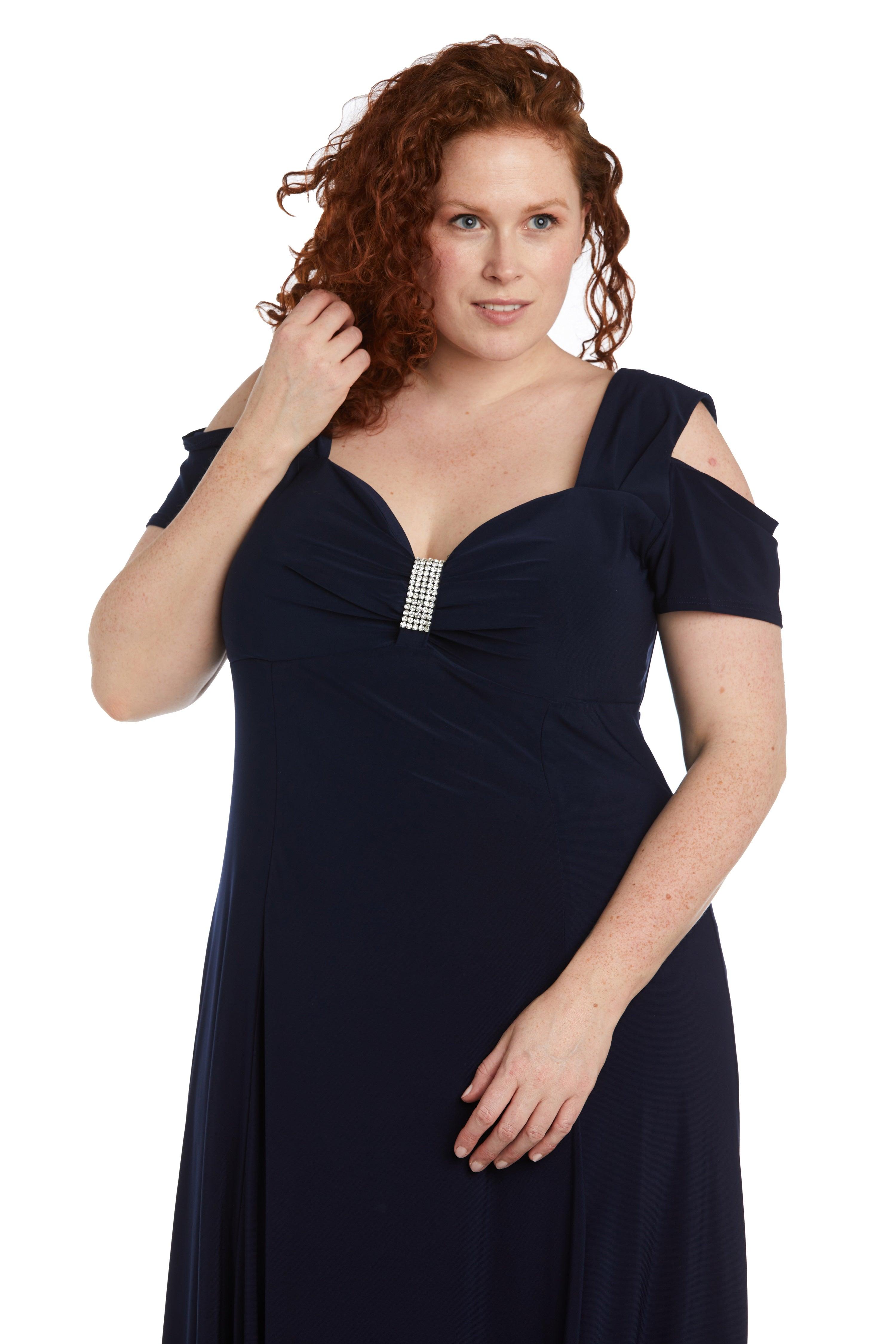 Navy R M Richards 1367W Long Plus Size Formal Evening Dress for 49.0 The Dress Outlet