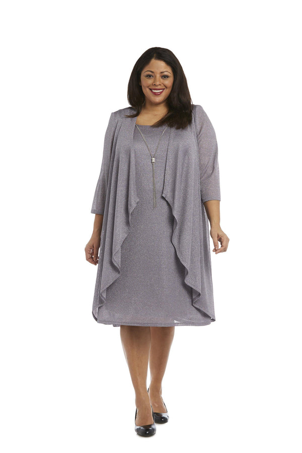 Metallic Plus Size Dress Short R&M Richards 1647W