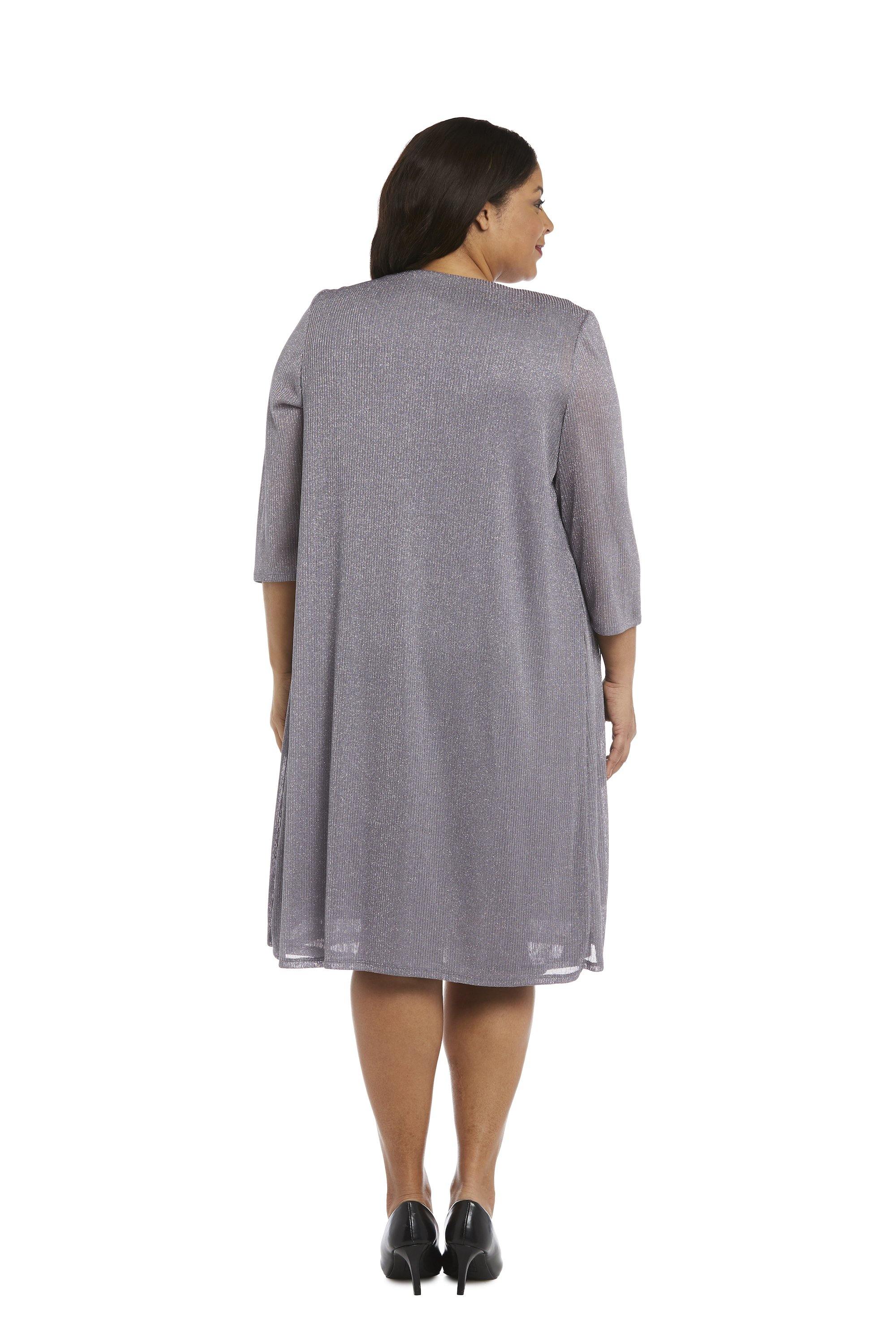 R&M Richards Short Plus Size Metallic Dress 1647W - The Dress Outlet