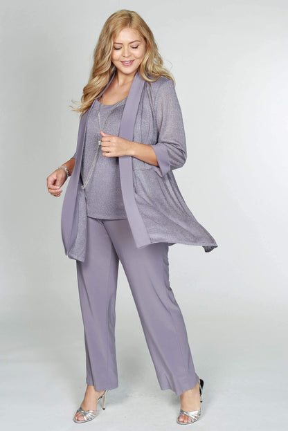R&M Richards Mother of the Bride Metallic Pantsuit Silver