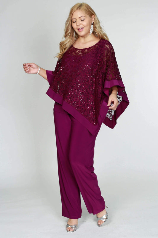R&M Richards Plus Size Formal Cape Pant Suits - The Dress Outlet R&M Richards