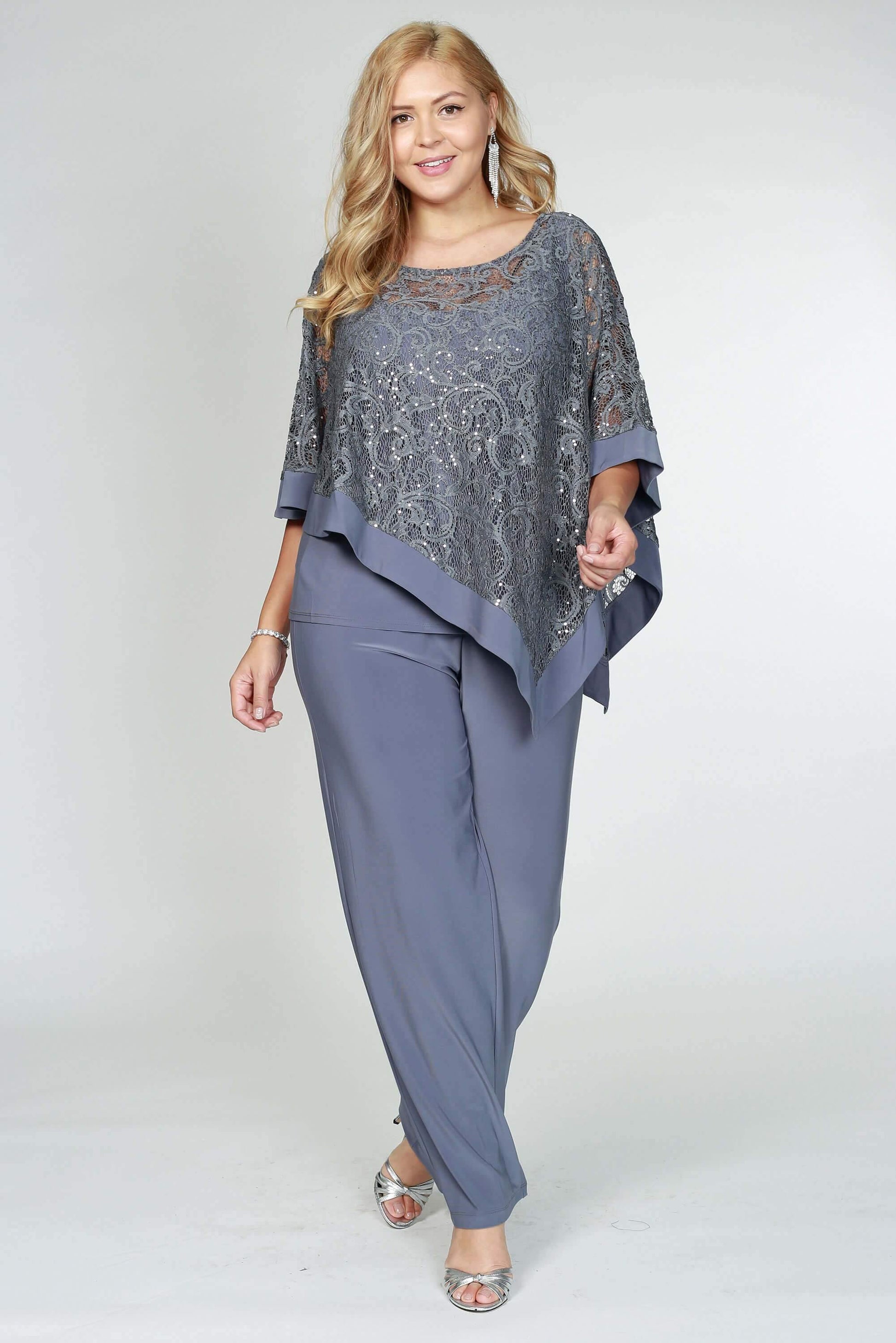 R&M Richards 2289W Plus Size Formal Cape Pant Suits