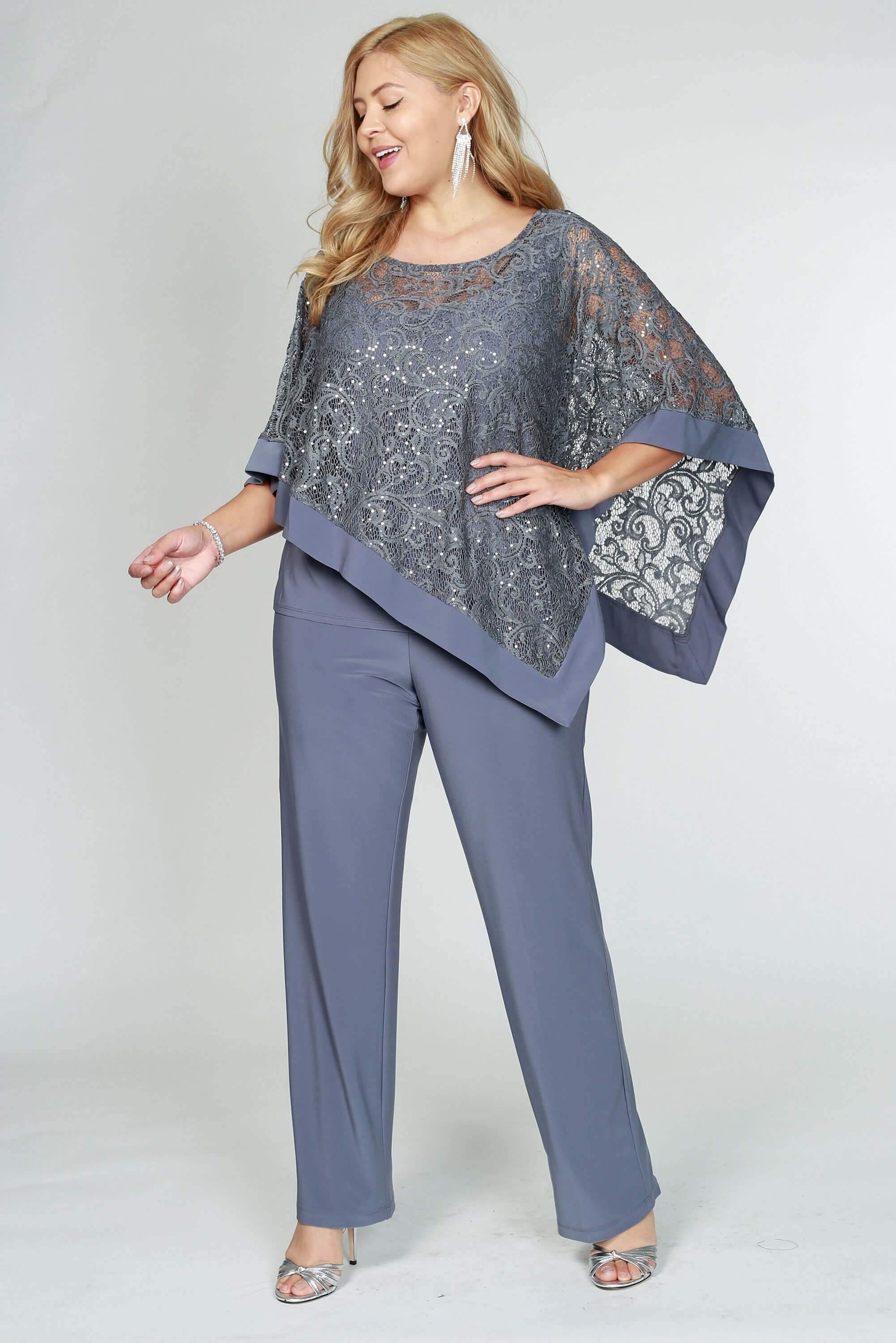 R&M Richards 2289W Plus Size Formal Cape Pant Suits