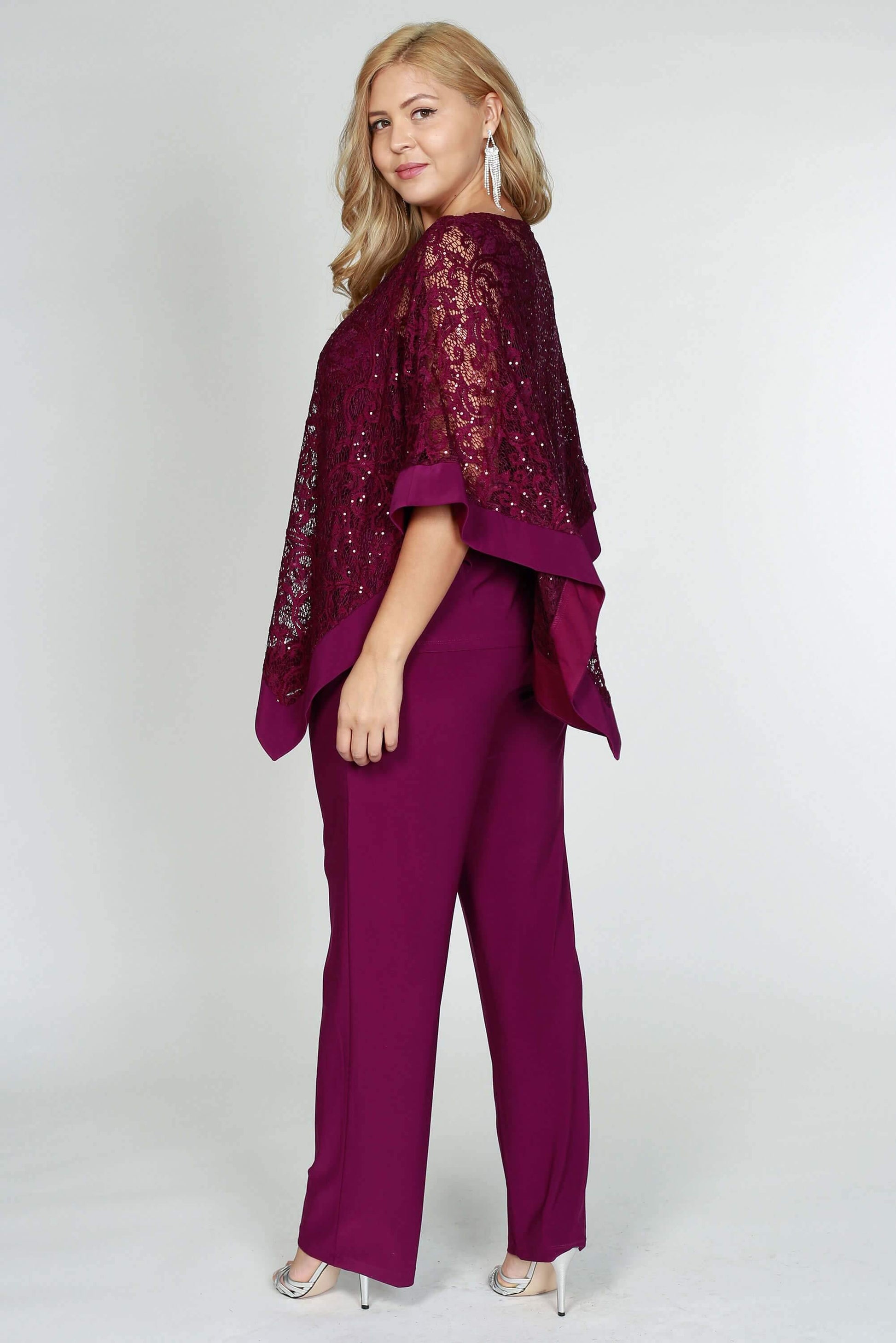 R&M Richards 2289W Plus Size Formal Cape Pant Suits