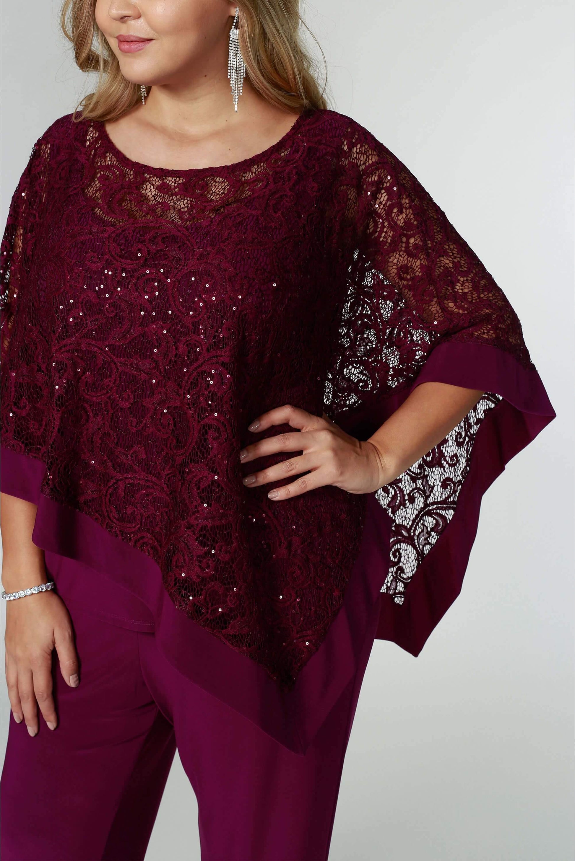 R&M Richards 2289W Plus Size Formal Cape Pant Suits
