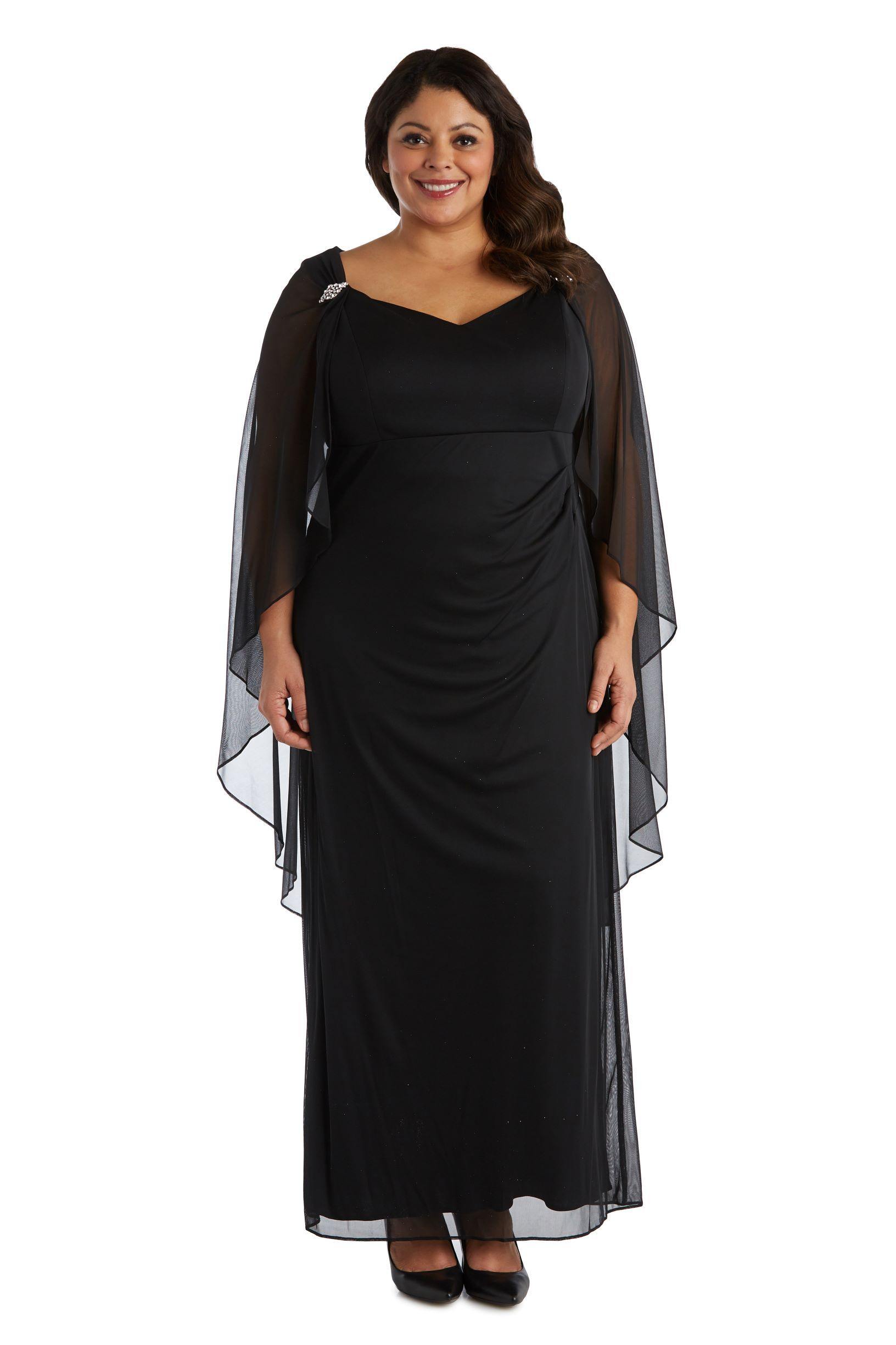 R&M Richards Long Plus Size Cape Gown 2359W - The Dress Outlet