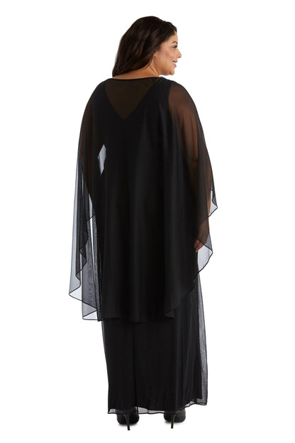 R&M Richards Long Plus Size Cape Gown 2359W - The Dress Outlet