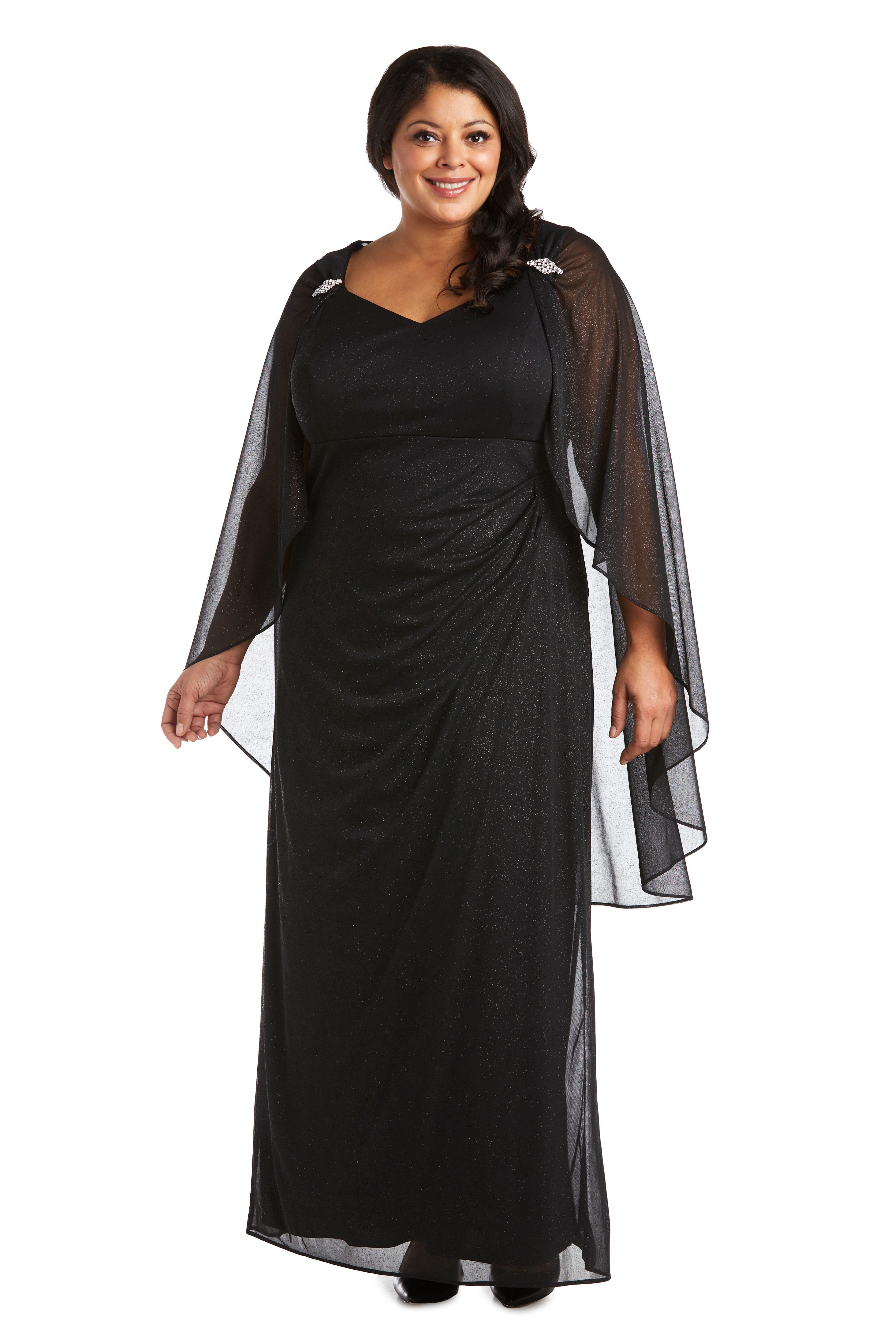 Peersha Black Silk Long Gown with Printed Cape Gown