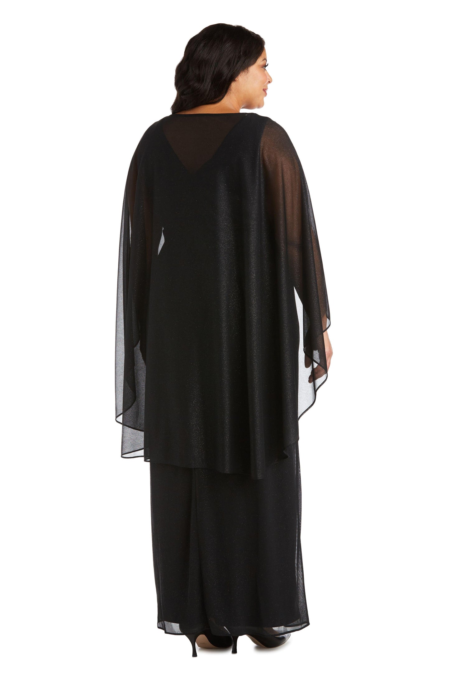 R&M Richards Long Plus Size Formal Cape Gown 2384W - The Dress Outlet