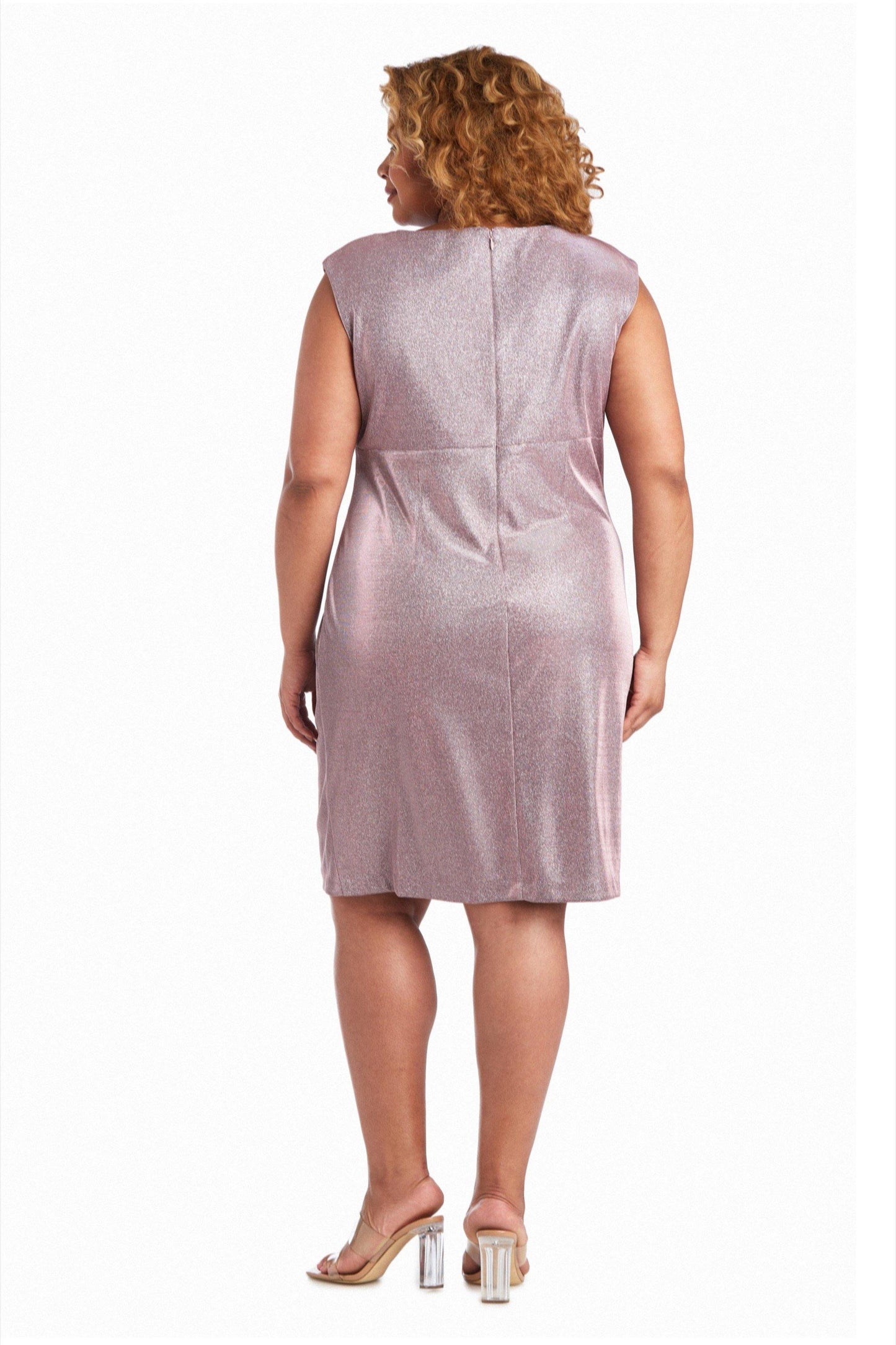 R&M Richards Short Plus Size Pleated Dress 2423W - The Dress Outlet